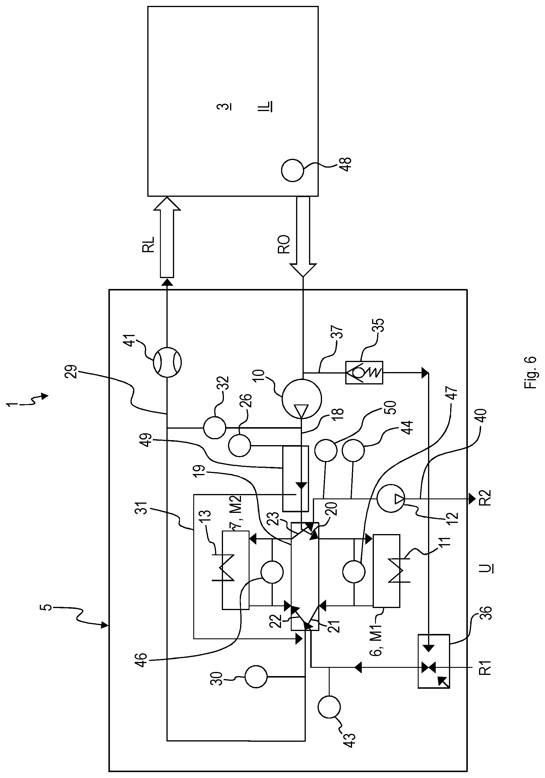 Patent US12102957 Figure 6 – Device for the combined reduction of the carbon dioxide and water or moisture content, motor vehicle, and method
