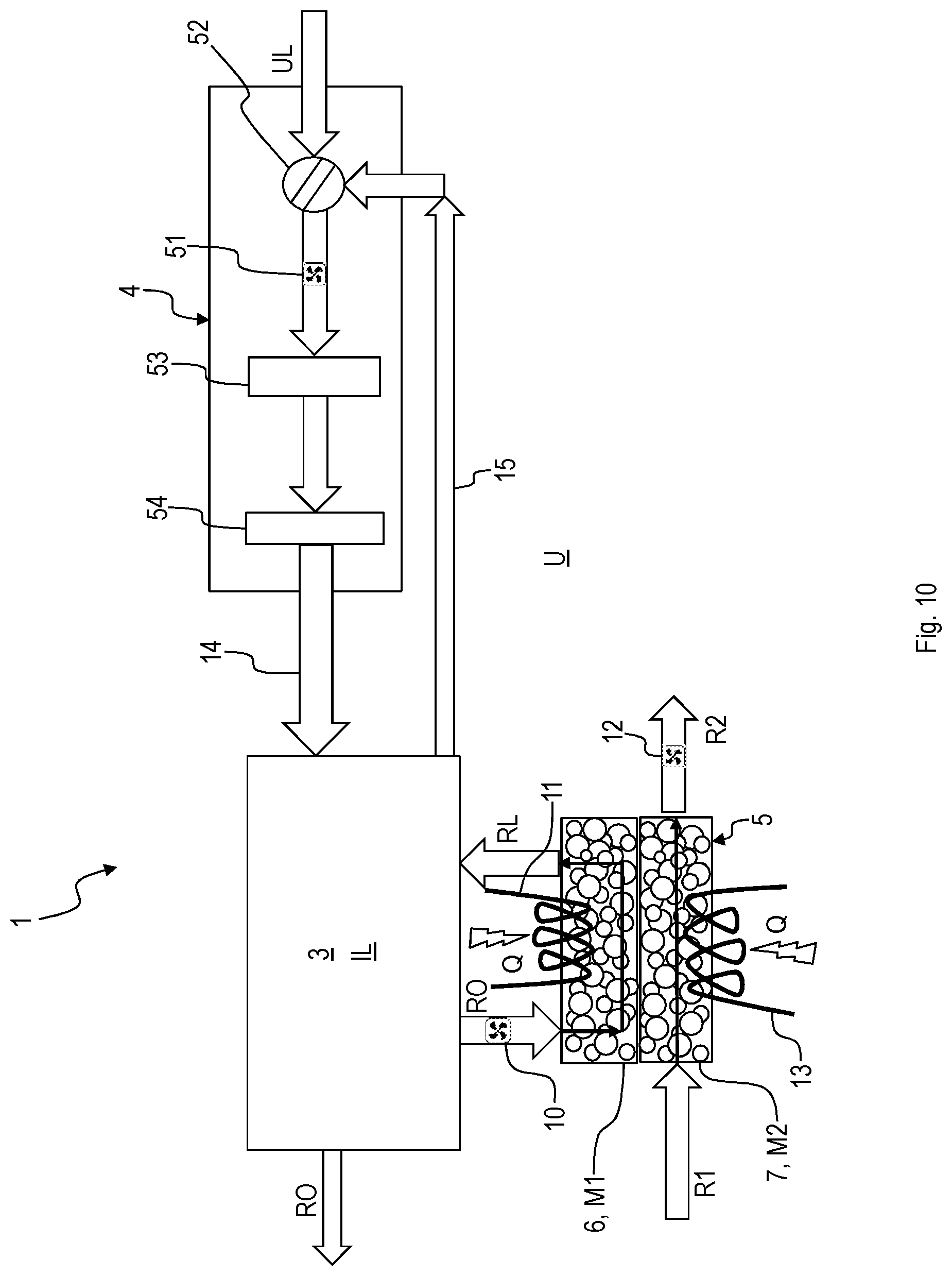 Patent US12102957 Figure 10 – Device for the combined reduction of the carbon dioxide and water or moisture content, motor vehicle, and method