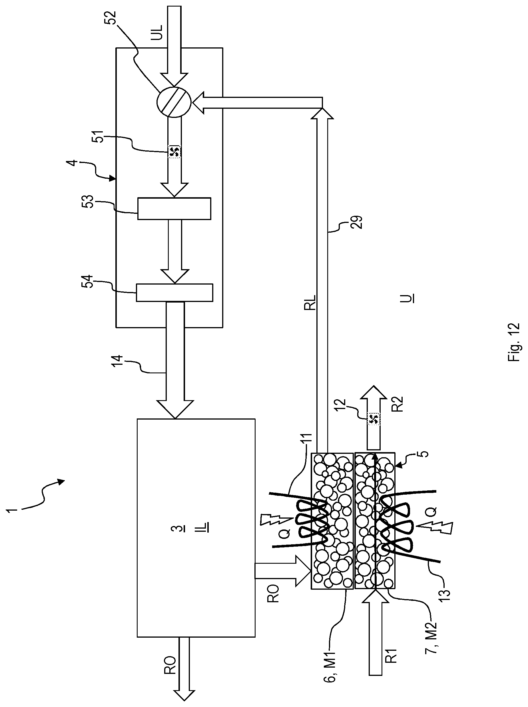 Patent US12102957 Figure 12 – Device for the combined reduction of the carbon dioxide and water or moisture content, motor vehicle, and method