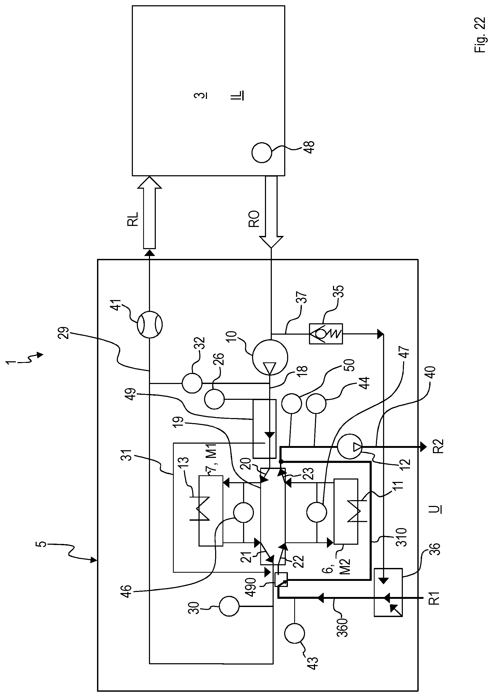Patent US12102957 Figure 19 – Device for the combined reduction of the carbon dioxide and water or moisture content, motor vehicle, and method