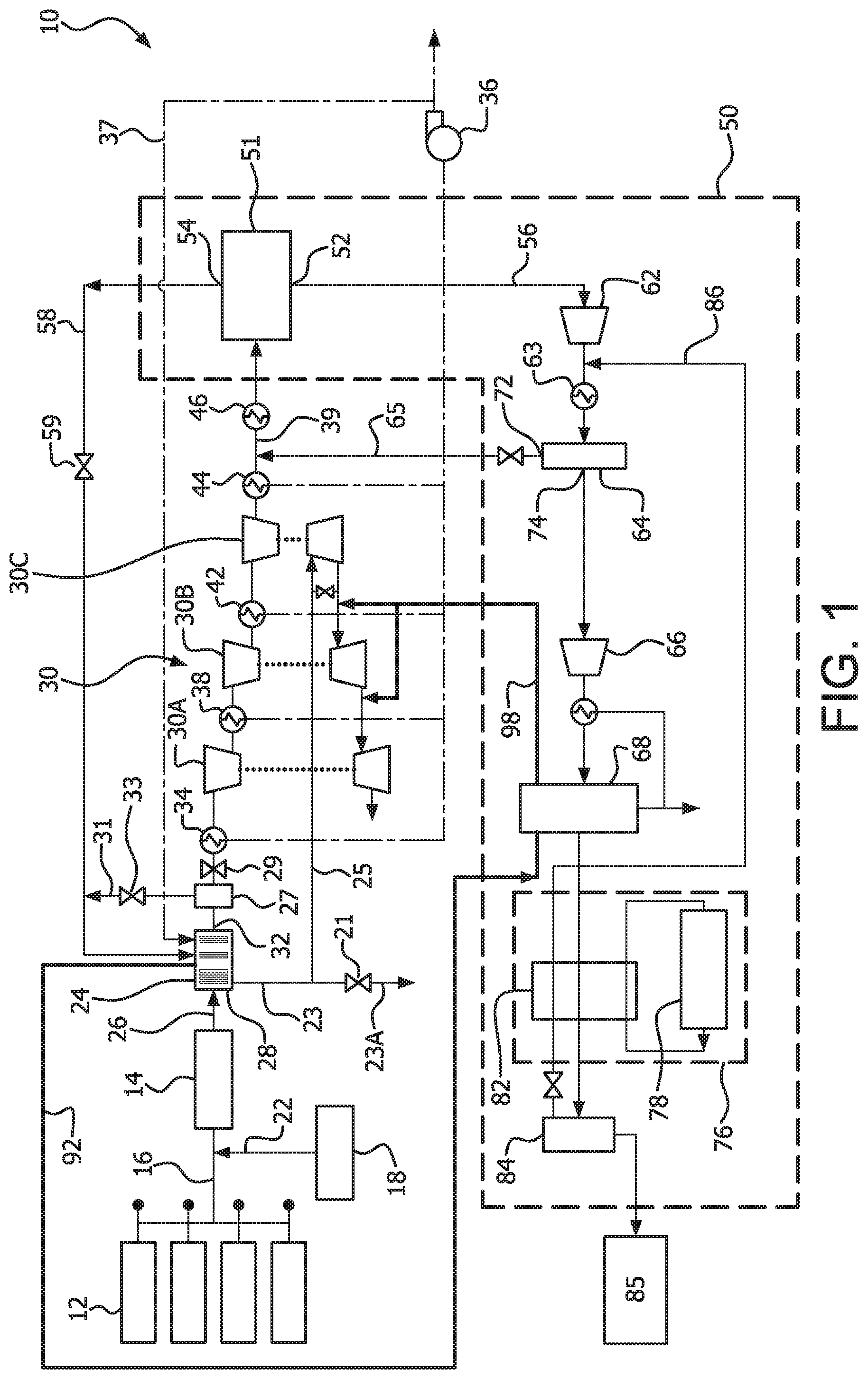 Patent US12102961 Figure 1 – Carbon dioxide separation system and method