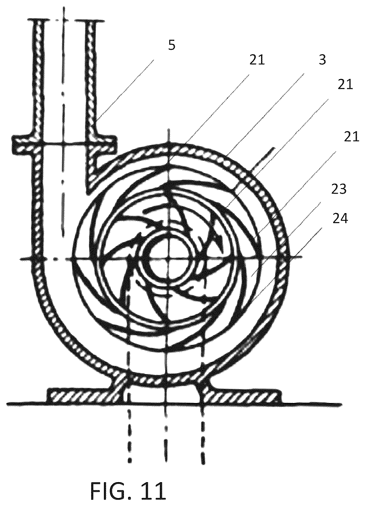 Patent US12102971 Figure 6 – Generator of a vortex braid broken up into a system of toroid vortices