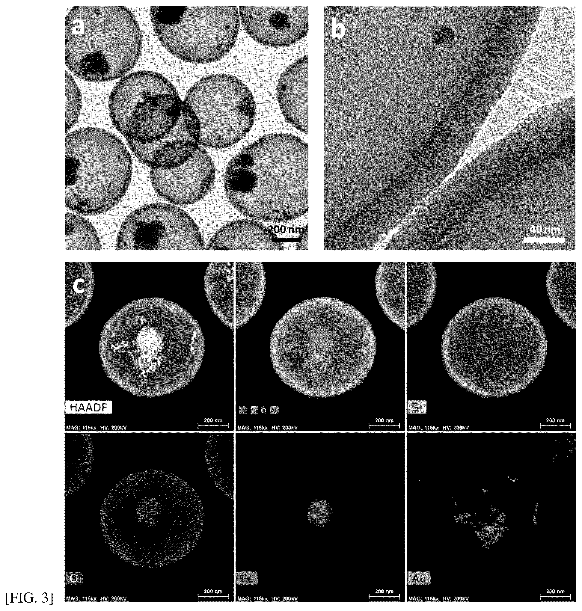 Patent US12102985 Figure 2 – Metal particle-loaded hollow mesoporous organosilica nano/microparticles and method for manufacturing same