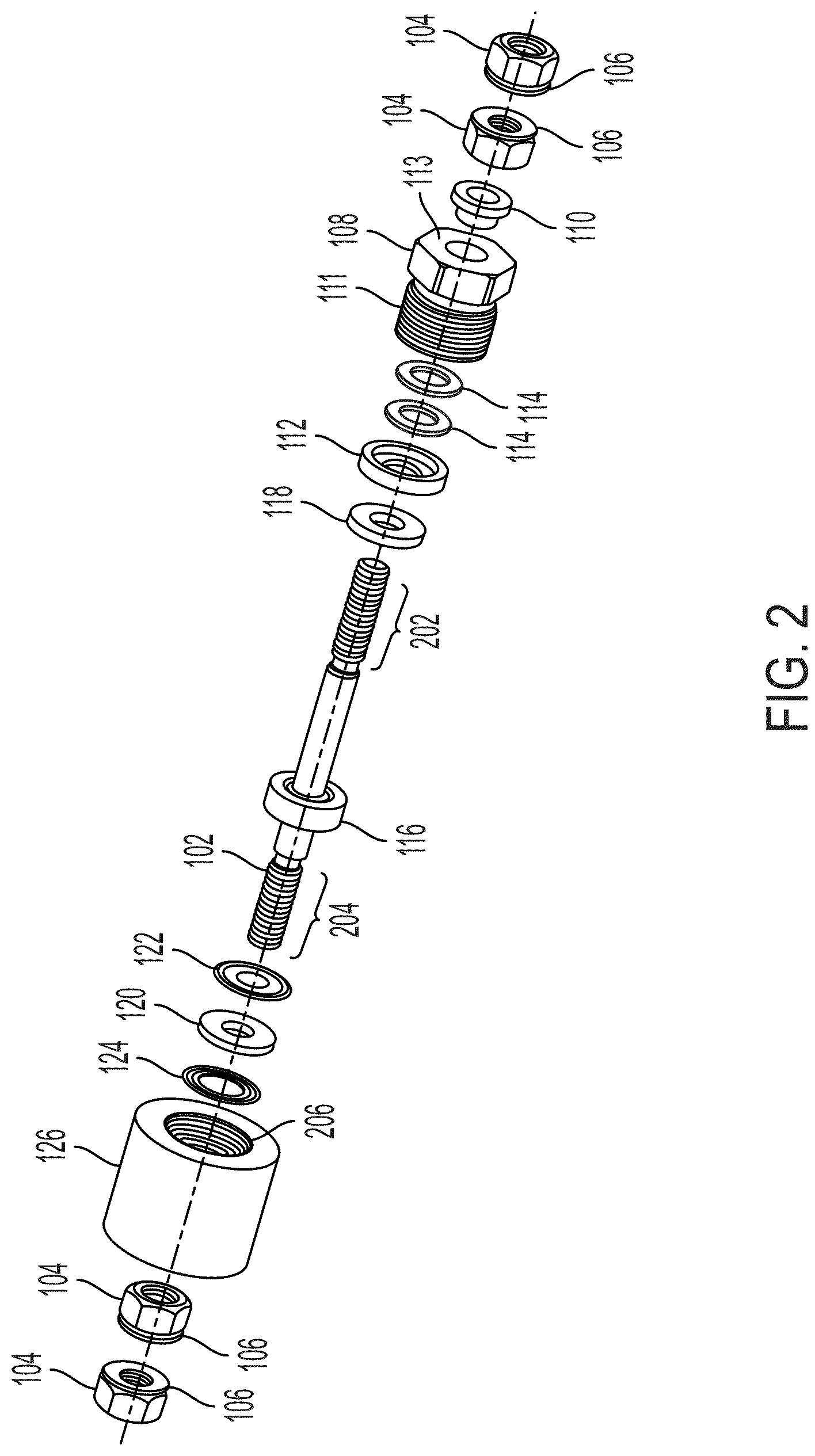 Patent US12102990 Figure 2 – Apparatus for an electric feedthrough suitable for use with various pressure vessels environments