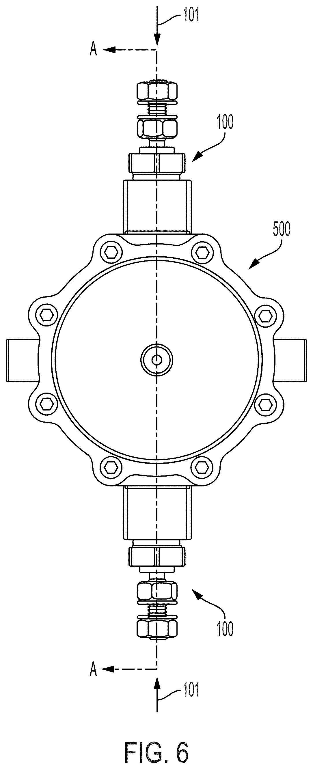 Patent US12102990 Figure 6 – Apparatus for an electric feedthrough suitable for use with various pressure vessels environments
