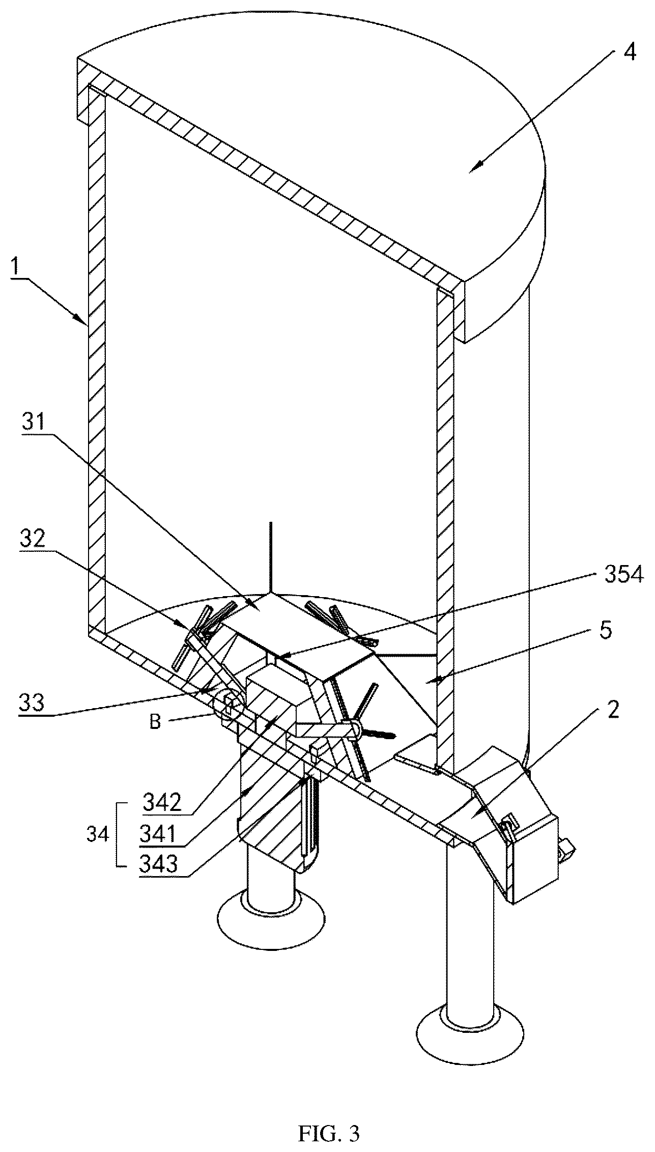 Patent US12103010 Figure 3 – Medical waste treatment machine with anti-clogging function