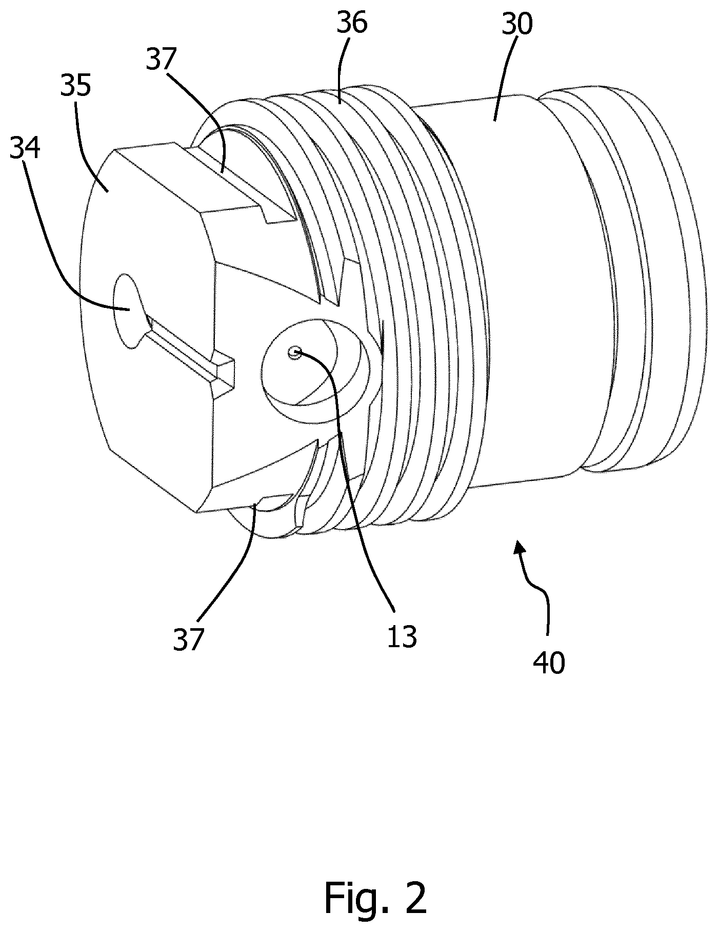 Patent US12103016 Figure 4 – Outlet nozzle for a centrifuge bowl, nozzle insert, centrifuge bowl, mounting tool, and method for mounting an outlet nozzle
