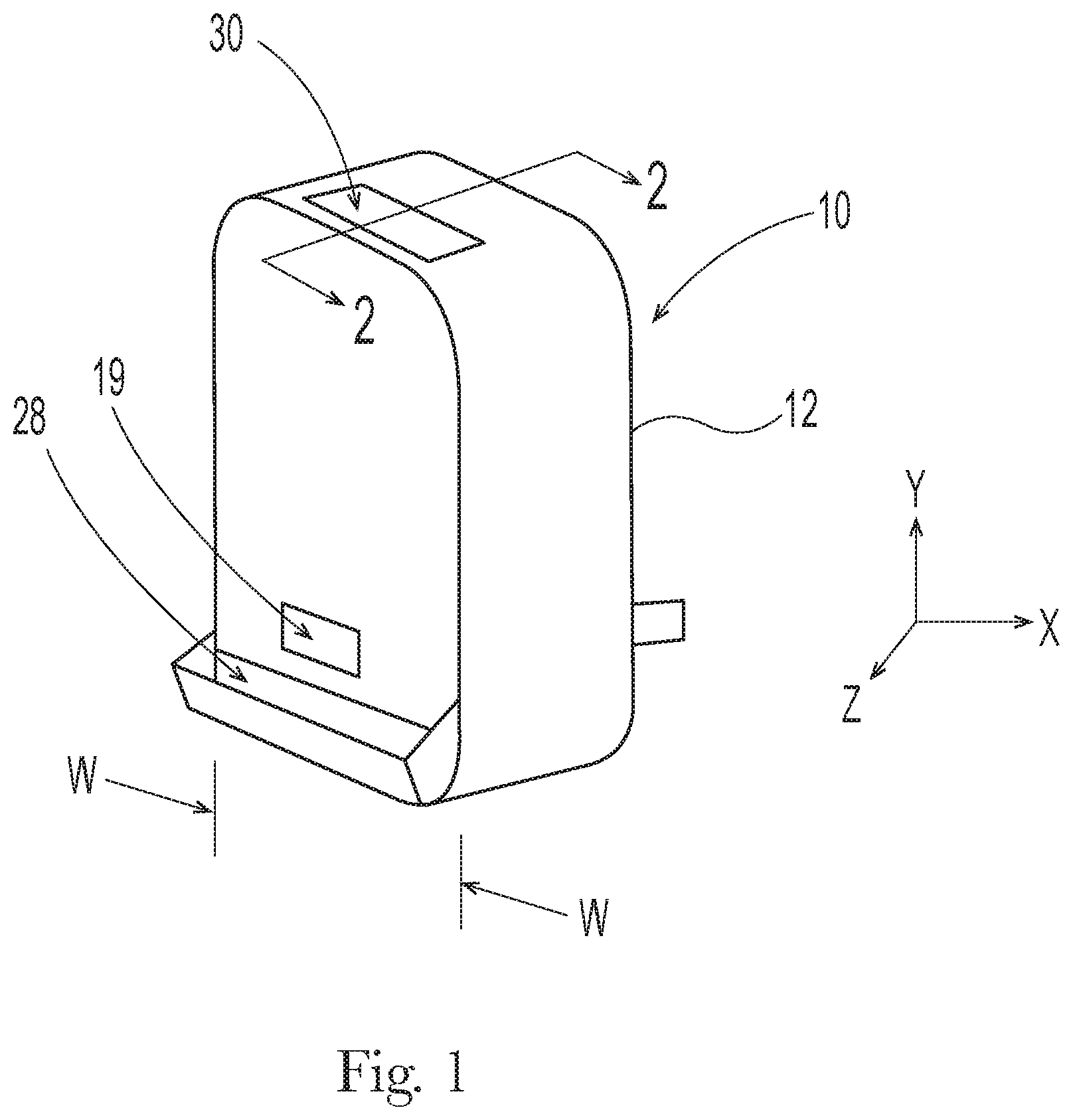 Patent US12103020 Figure 1 – Microfluidic delivery device and method for dispensing a fluid composition upward into the air