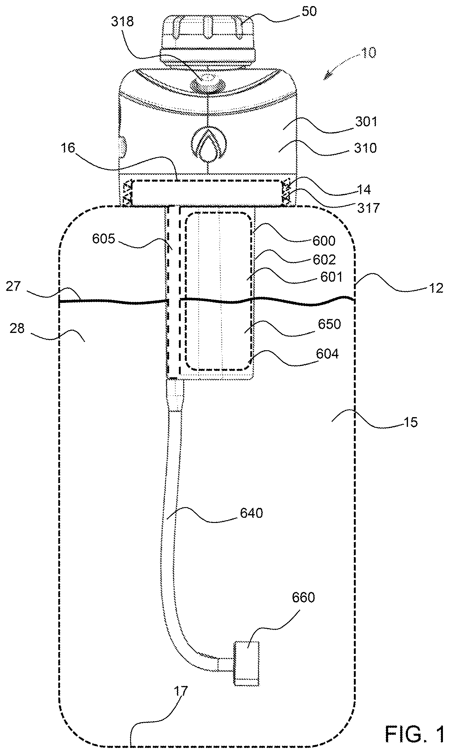 Patent US12103023 — Mist and drink bottle cap — Figure 1