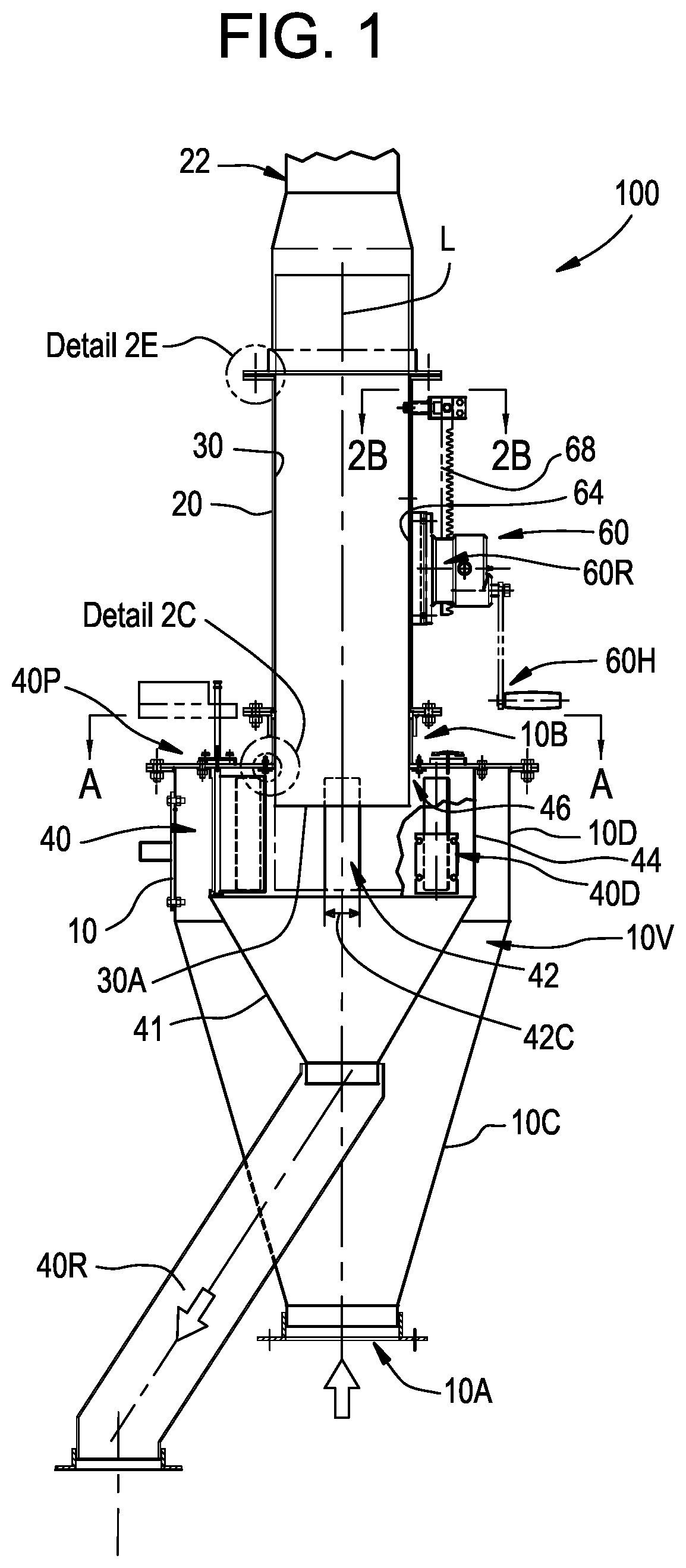 Patent US12103046 Figure 1 – Adjustable static classifier