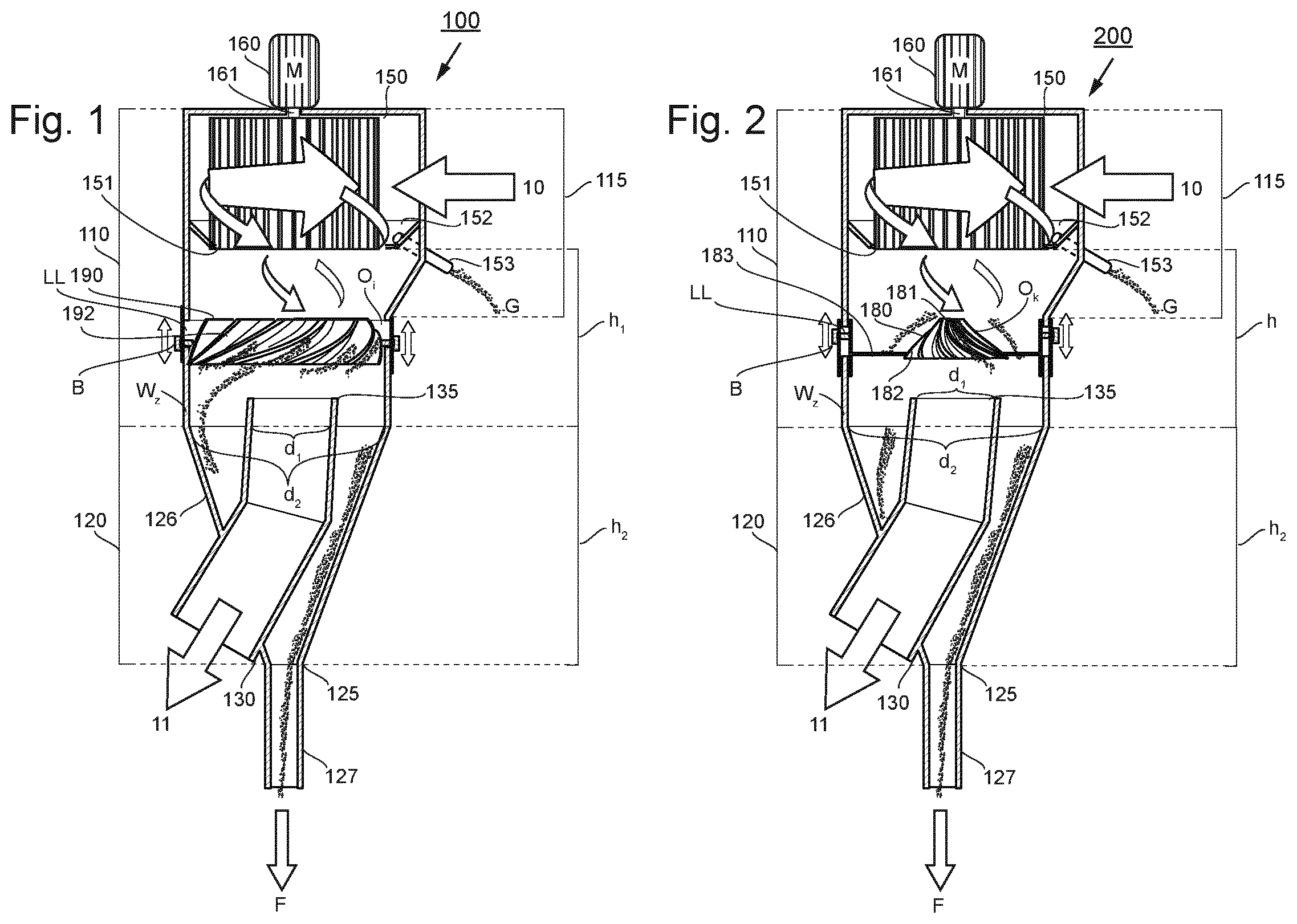 Patent US12103047 Figure 1 – Cyclone with rotating rod basket