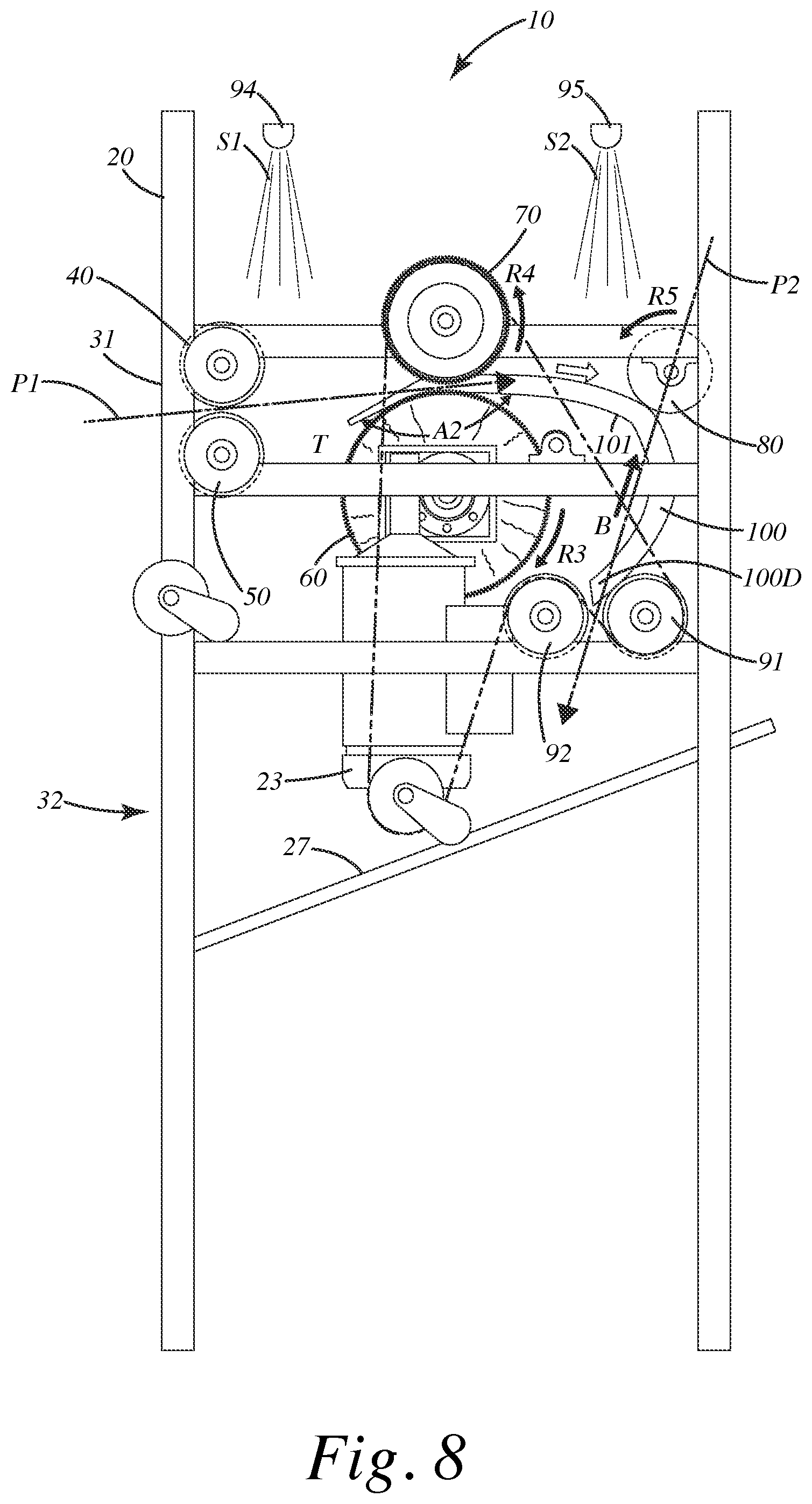 Patent US12103049 Figure 8 – Three-dimensional vehicle mat washer and related method of use