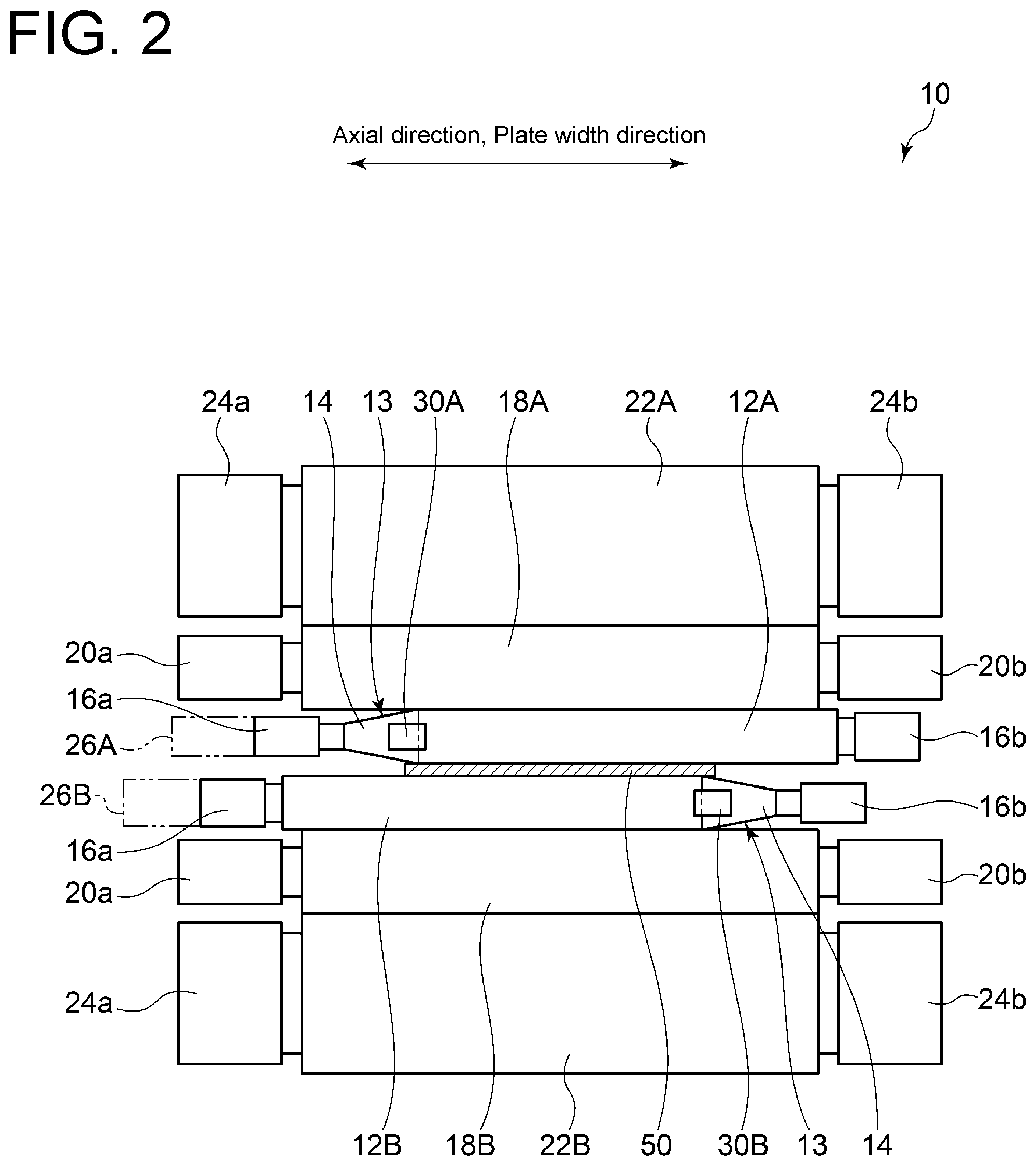 Patent US12103060 Figure 2 – Rolling mill and rolling method for metal plate