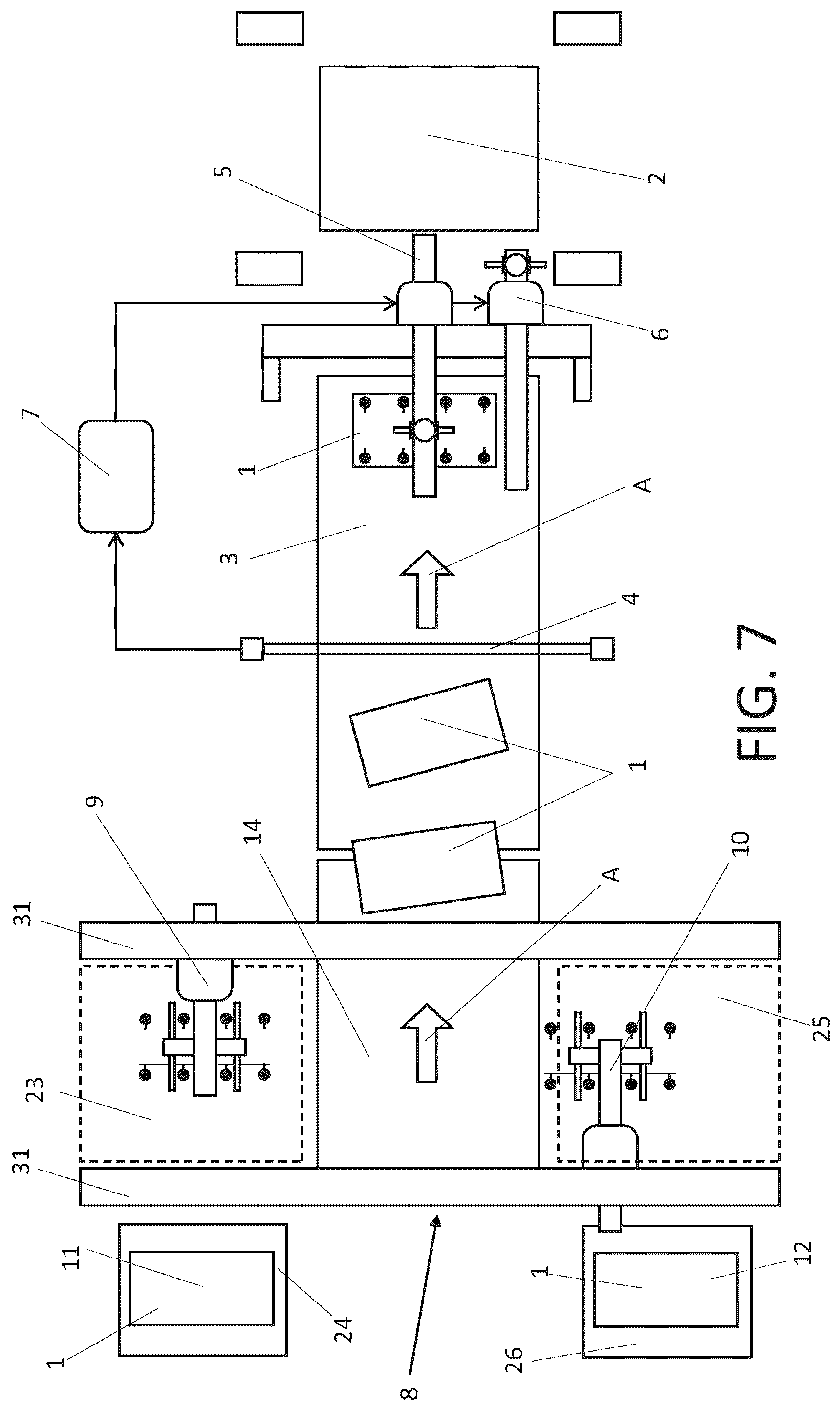 Patent US12103063 Figure 7 – Apparatus for centering and loading flat format parts in a press