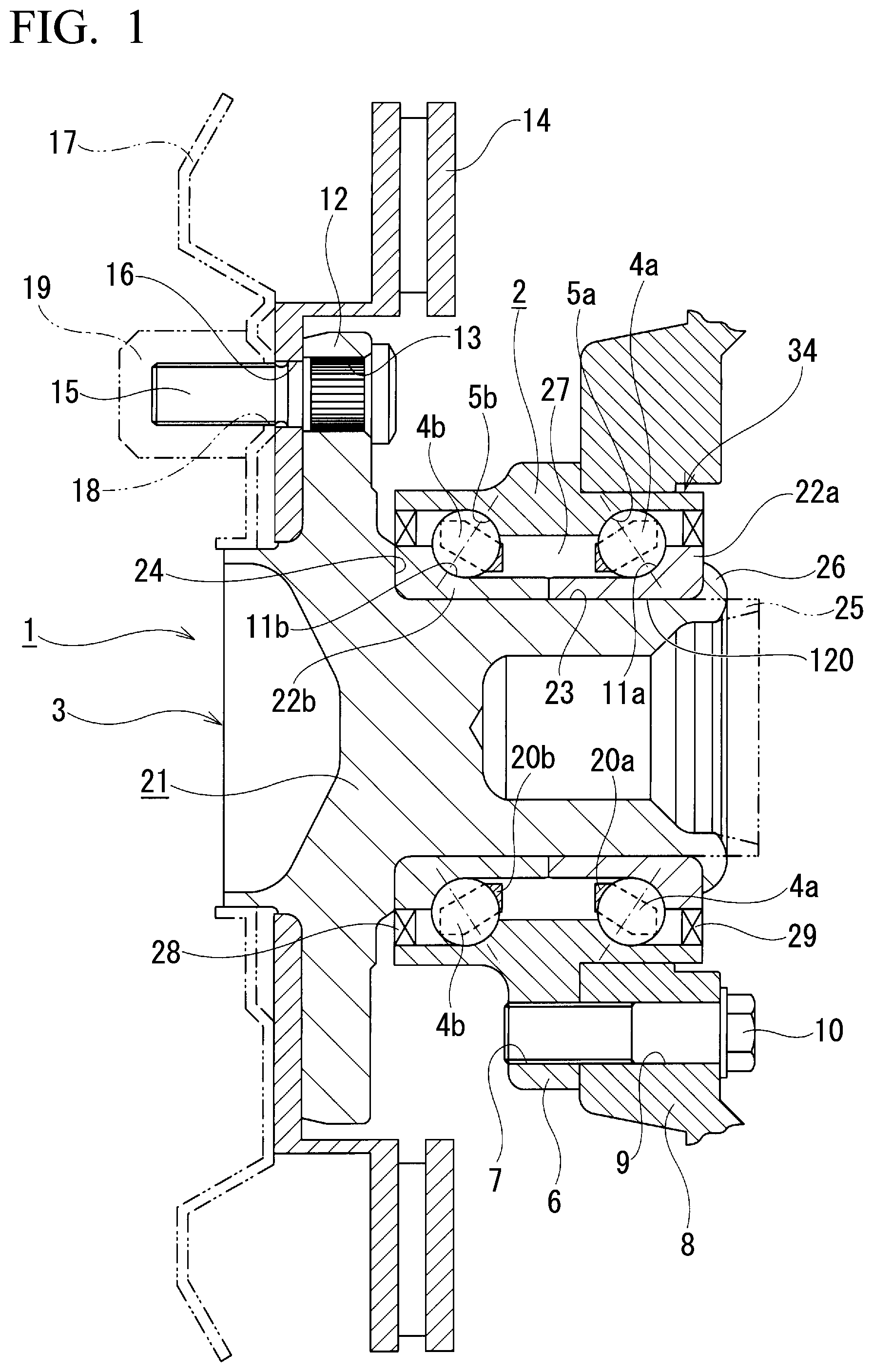 Patent US12103065 Figure 1 – Staking assembly manufacturing method, hub unit bearing manufacturing method, and vehicle manufacturing method