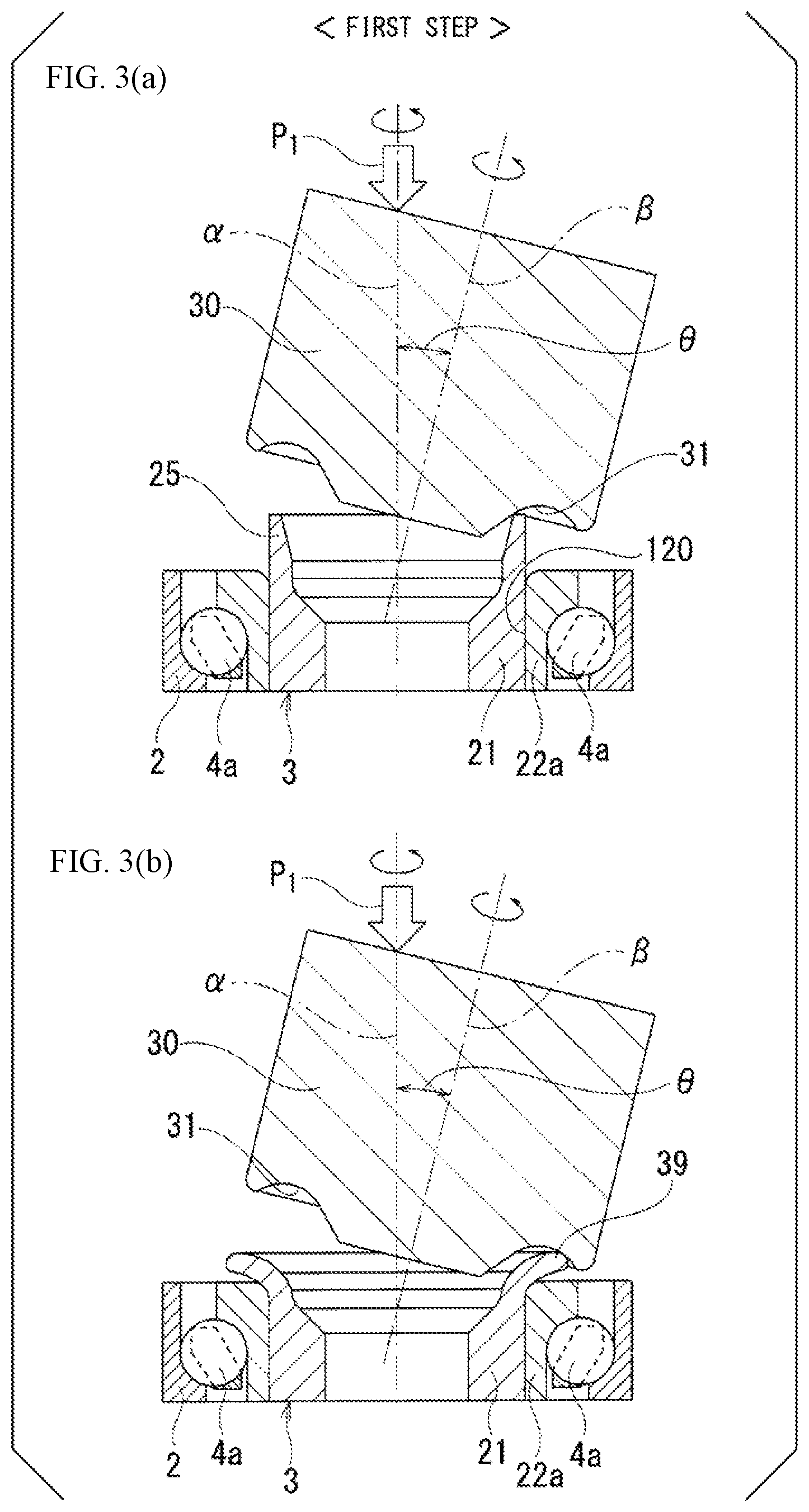Patent US12103065 Figure 3 – Staking assembly manufacturing method, hub unit bearing manufacturing method, and vehicle manufacturing method