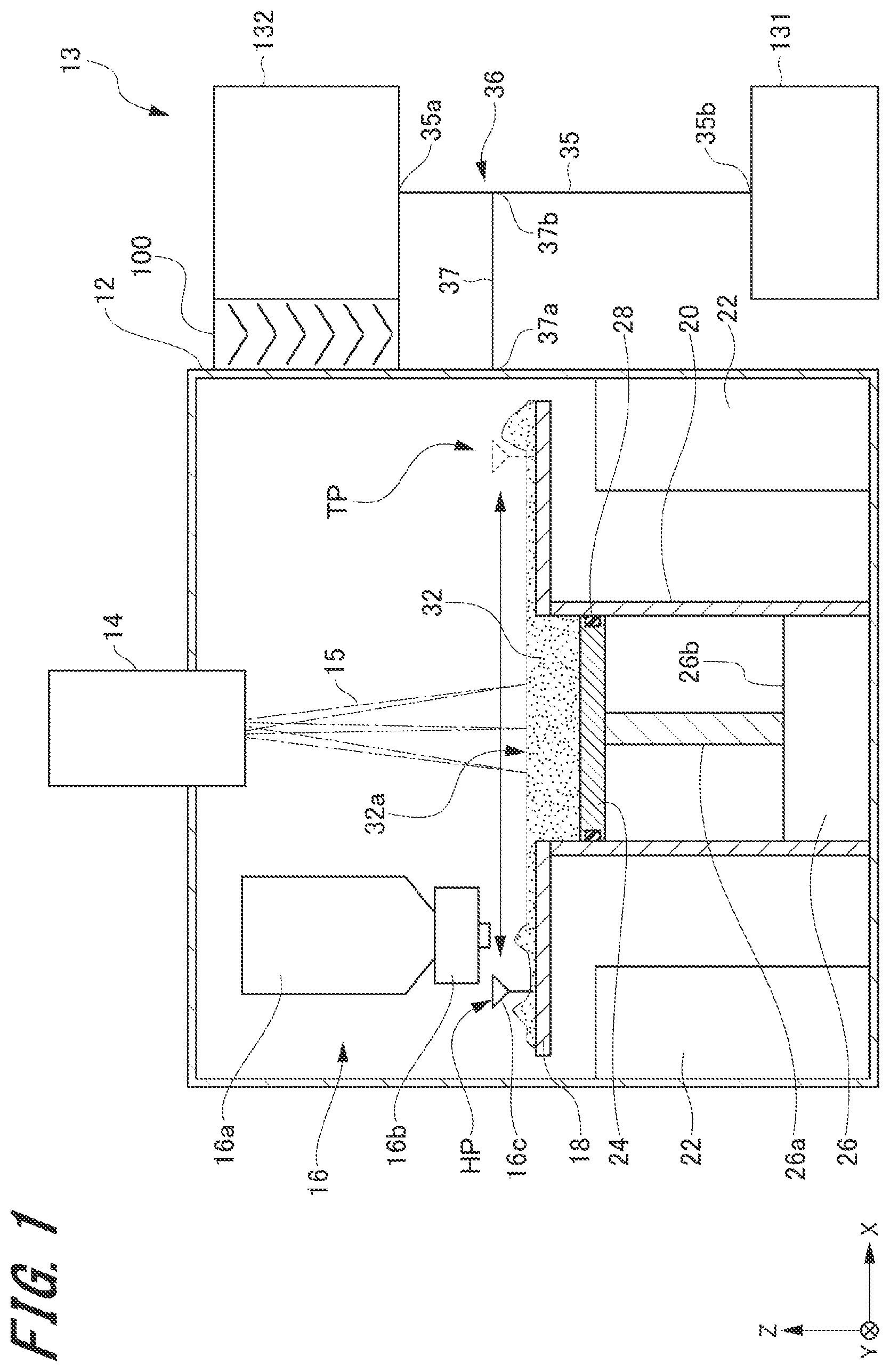 Patent US12103080 Figure 1 – Particle filtration from air recycling in a three-dimensional powder bed fusion additive manufacturing apparatus