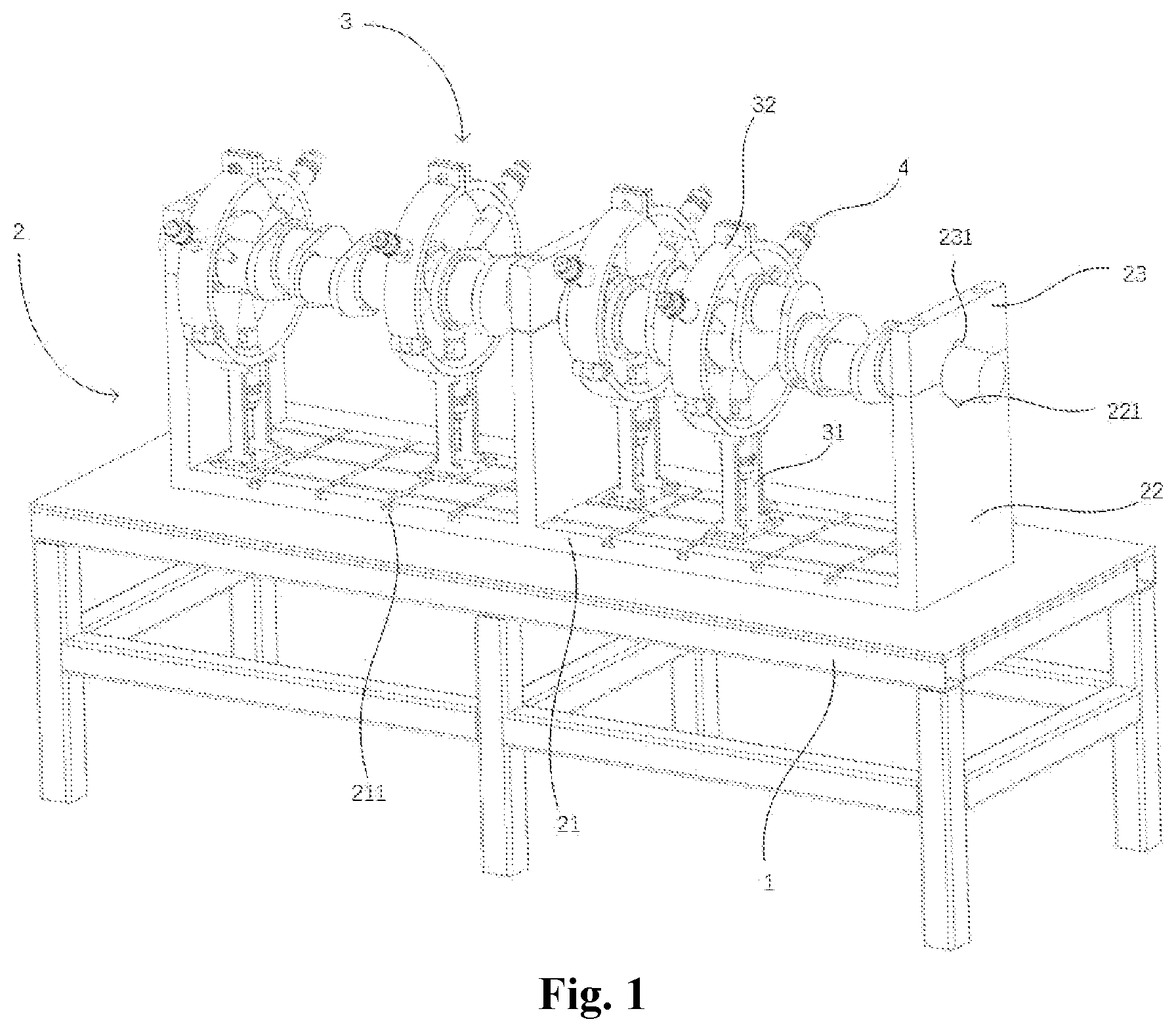 Patent US12103092 Figure 1 – Device for controlling deformation of a large-scale crankshaft