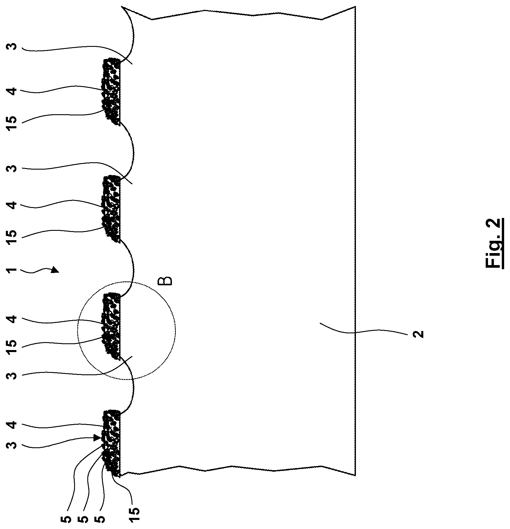Patent US12103096 Figure 2 – Machining tool having asymmetrical teeth having cutting particles