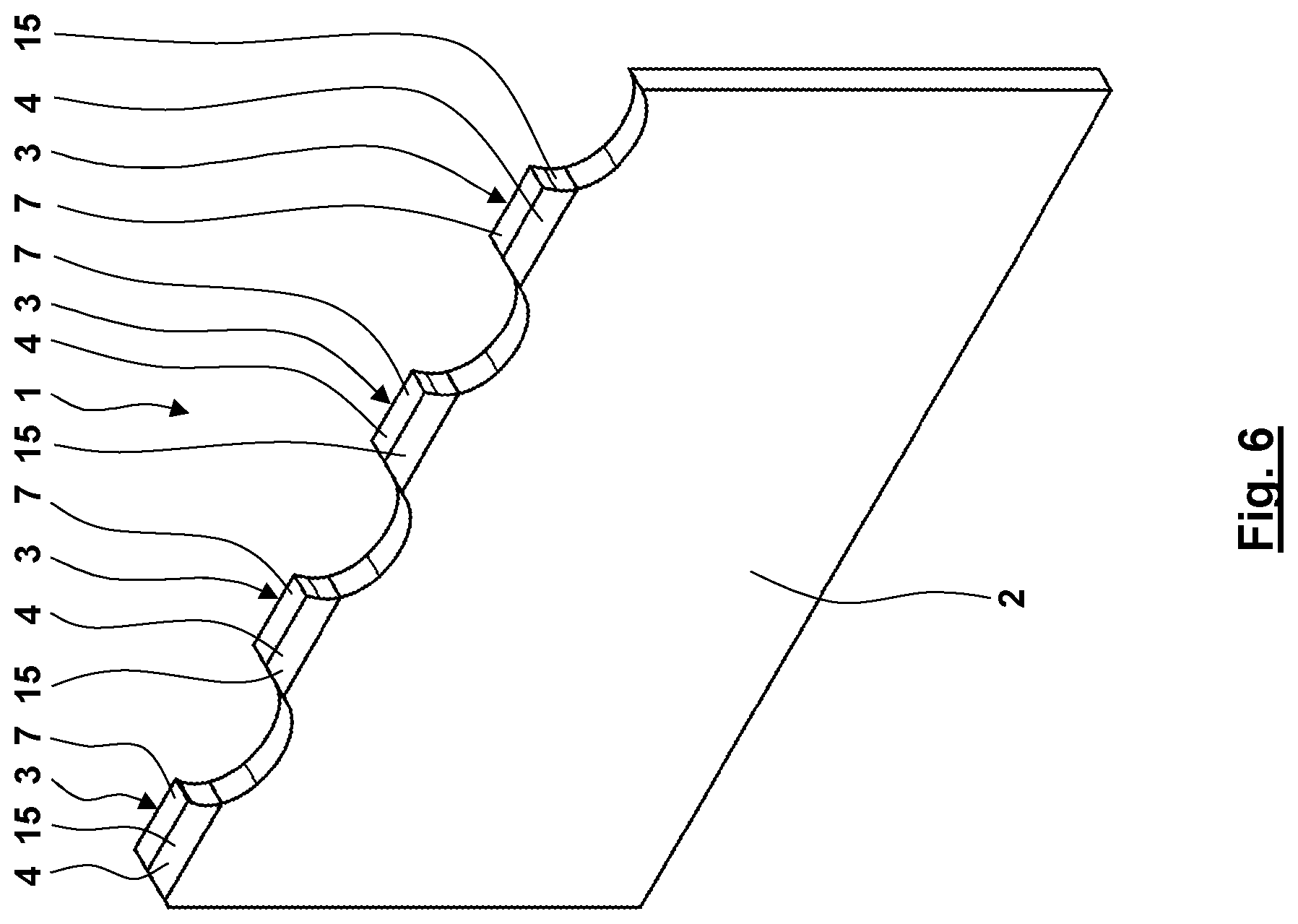 Patent US12103096 Figure 5 – Machining tool having asymmetrical teeth having cutting particles