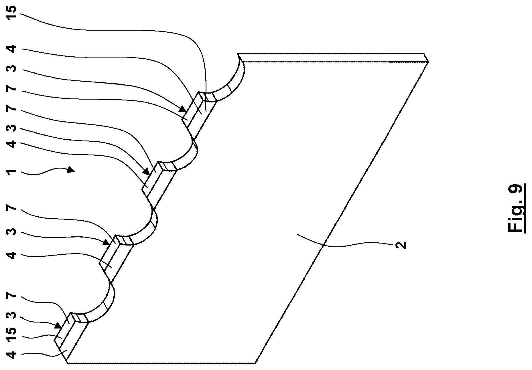 Patent US12103096 Figure 8 – Machining tool having asymmetrical teeth having cutting particles