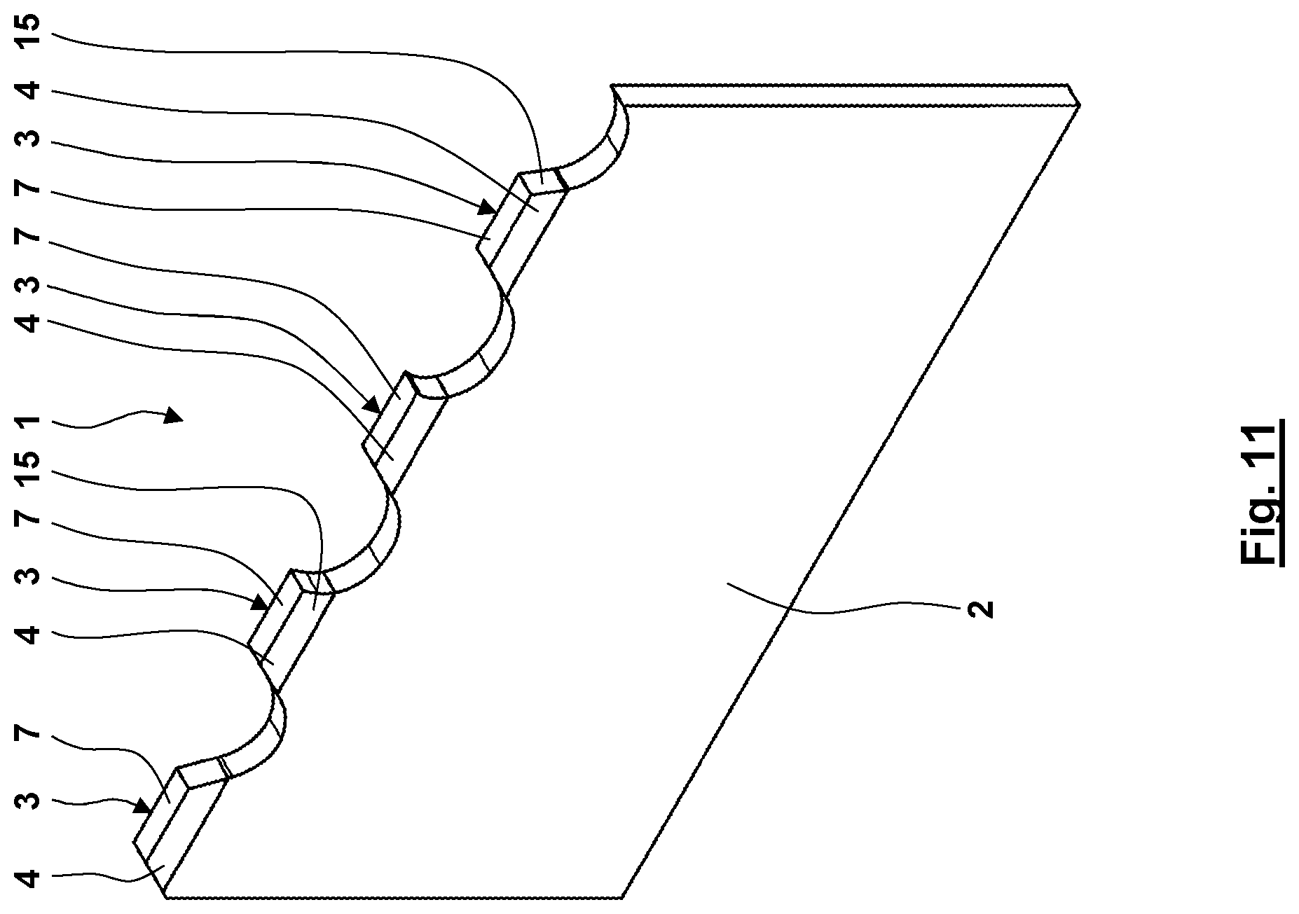 Patent US12103096 Figure 10 – Machining tool having asymmetrical teeth having cutting particles