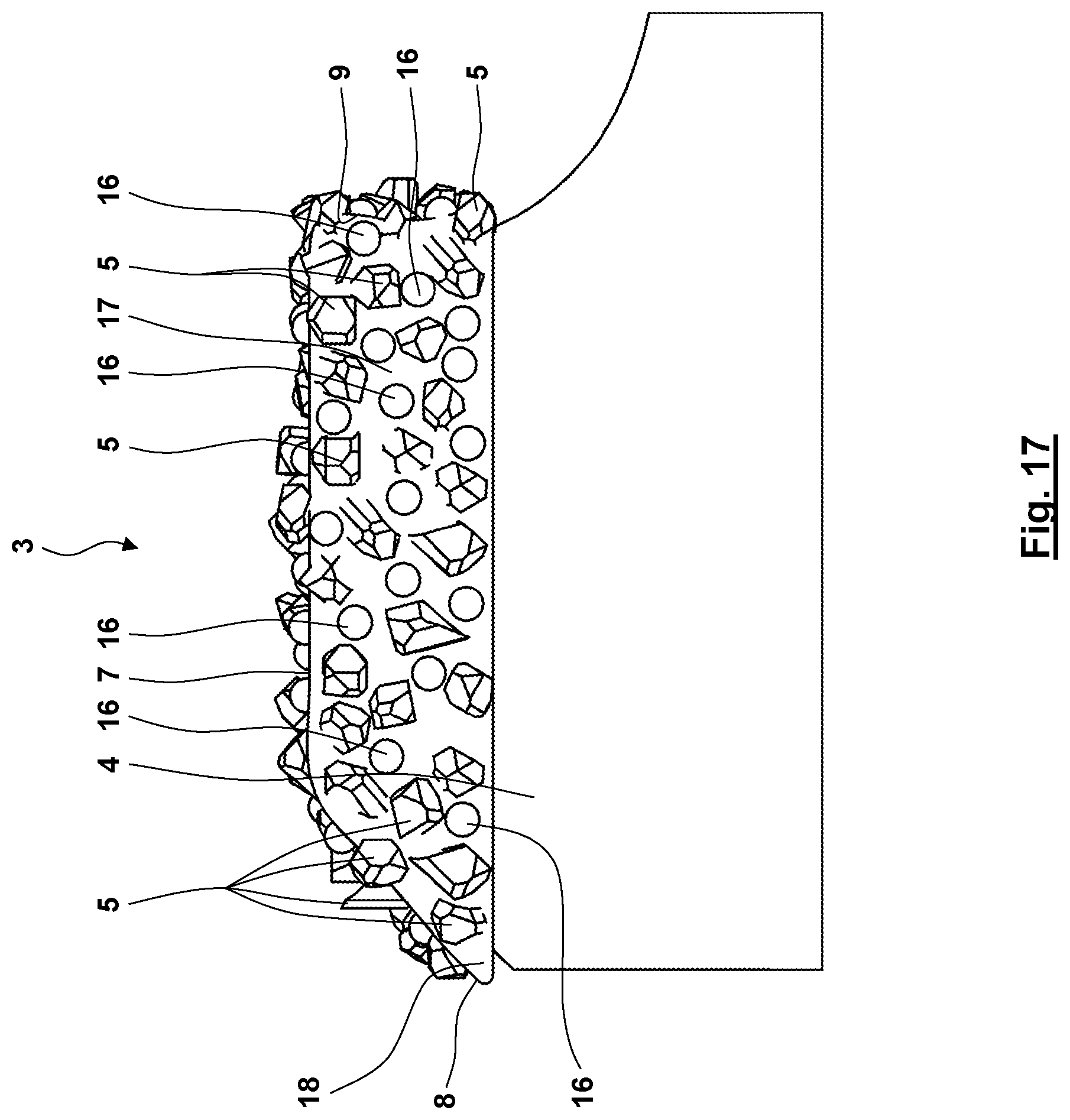 Patent US12103096 Figure 16 – Machining tool having asymmetrical teeth having cutting particles