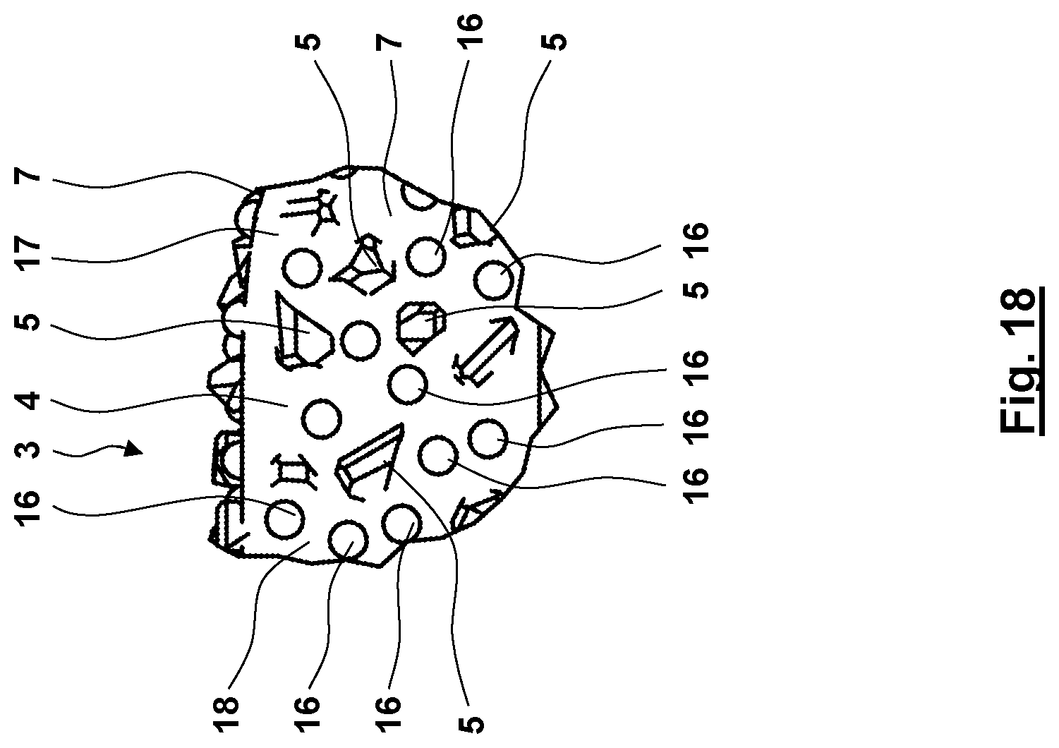 Patent US12103096 Figure 17 – Machining tool having asymmetrical teeth having cutting particles