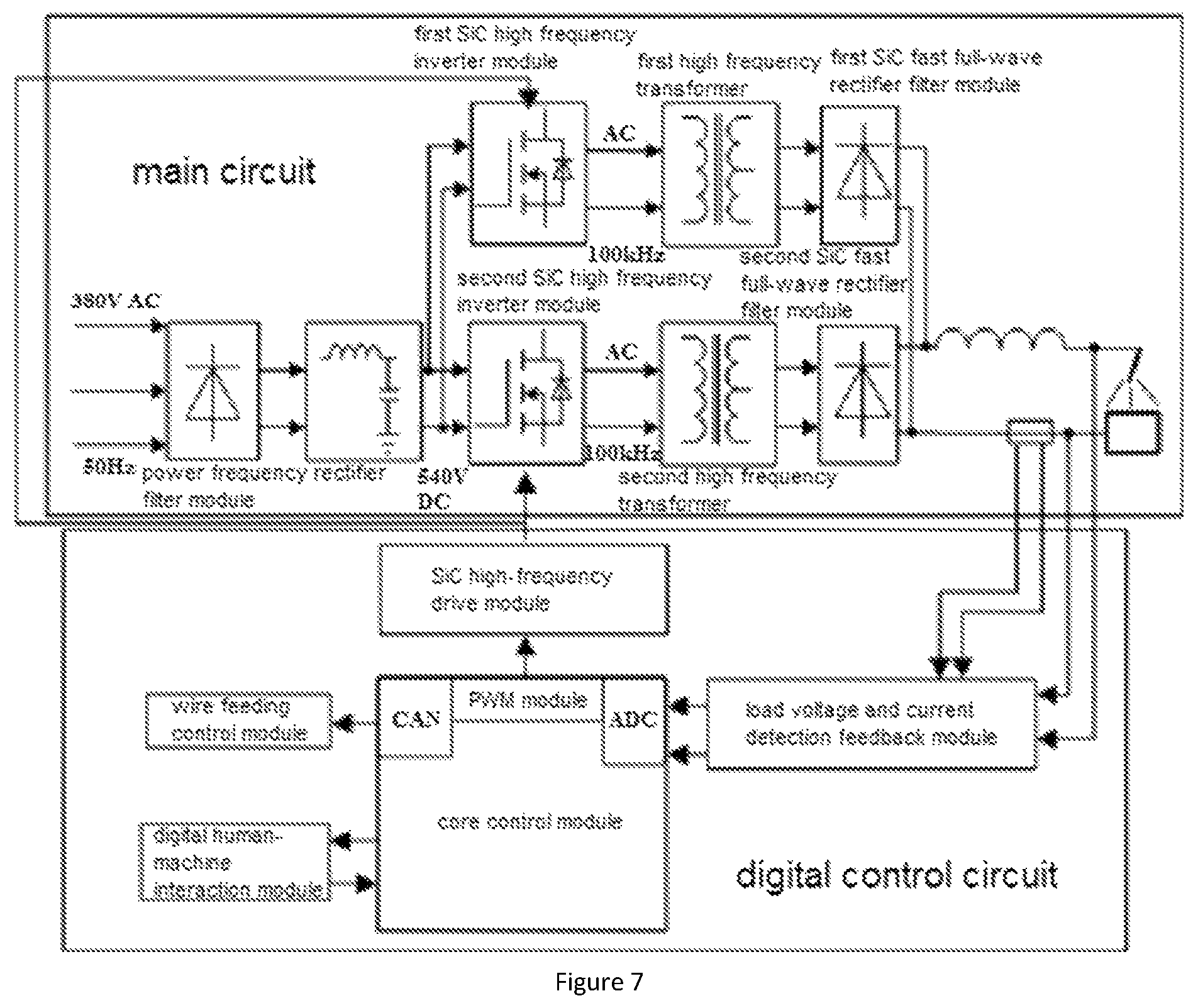 Patent US12103118 Figure 4 – Dual-pulse MIG welding power source based on SiC power devices