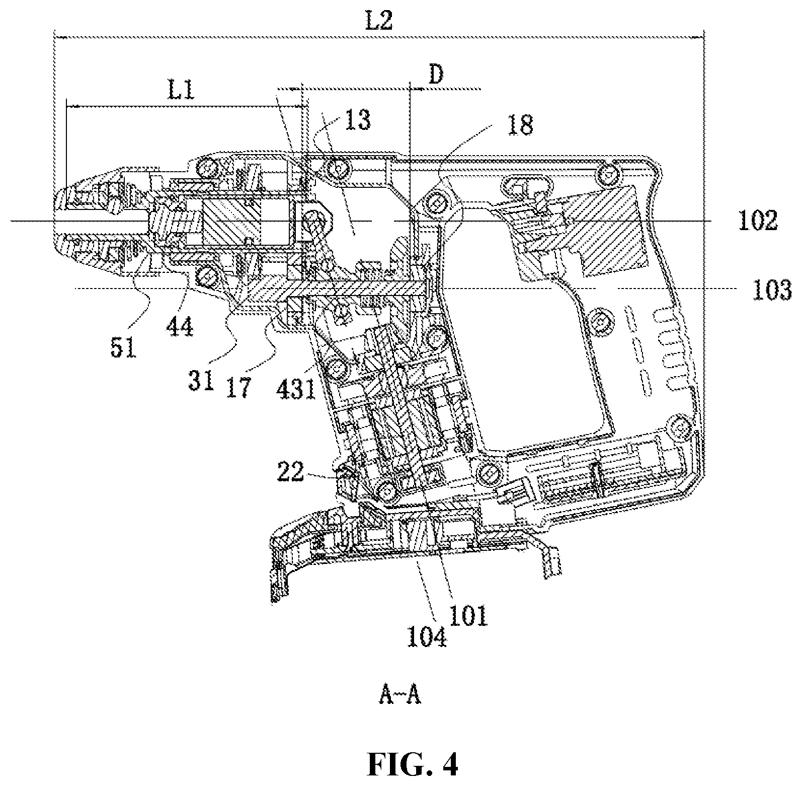 Patent US12103155 Figure 3 – Electric hammer