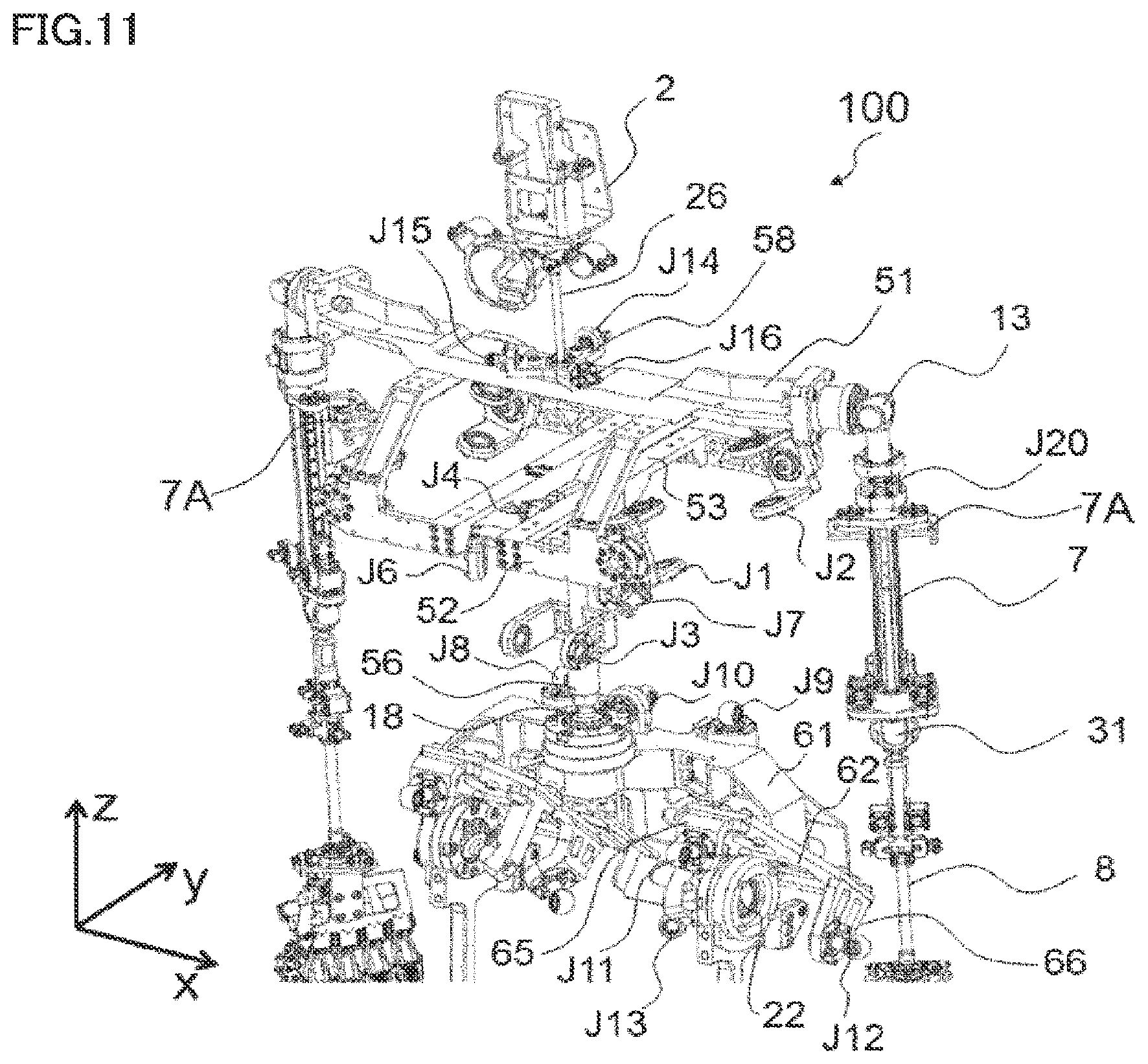 Patent US12103160 Figure 11 – Rotation connecting mechanism, robot, robot arm, and robot hand