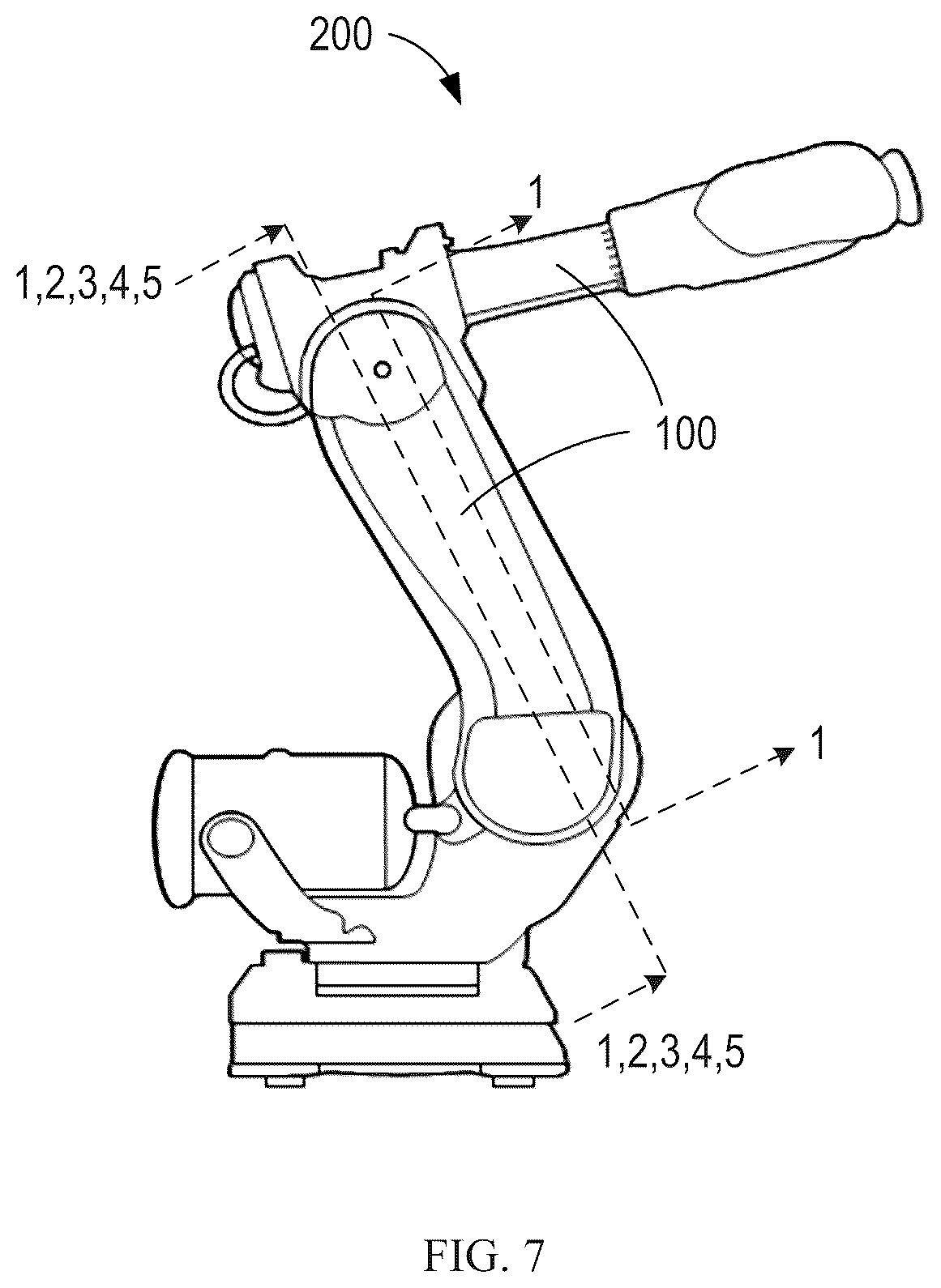 Patent US12103167 Figure 5 – Robot arm link with embedded cables and robot