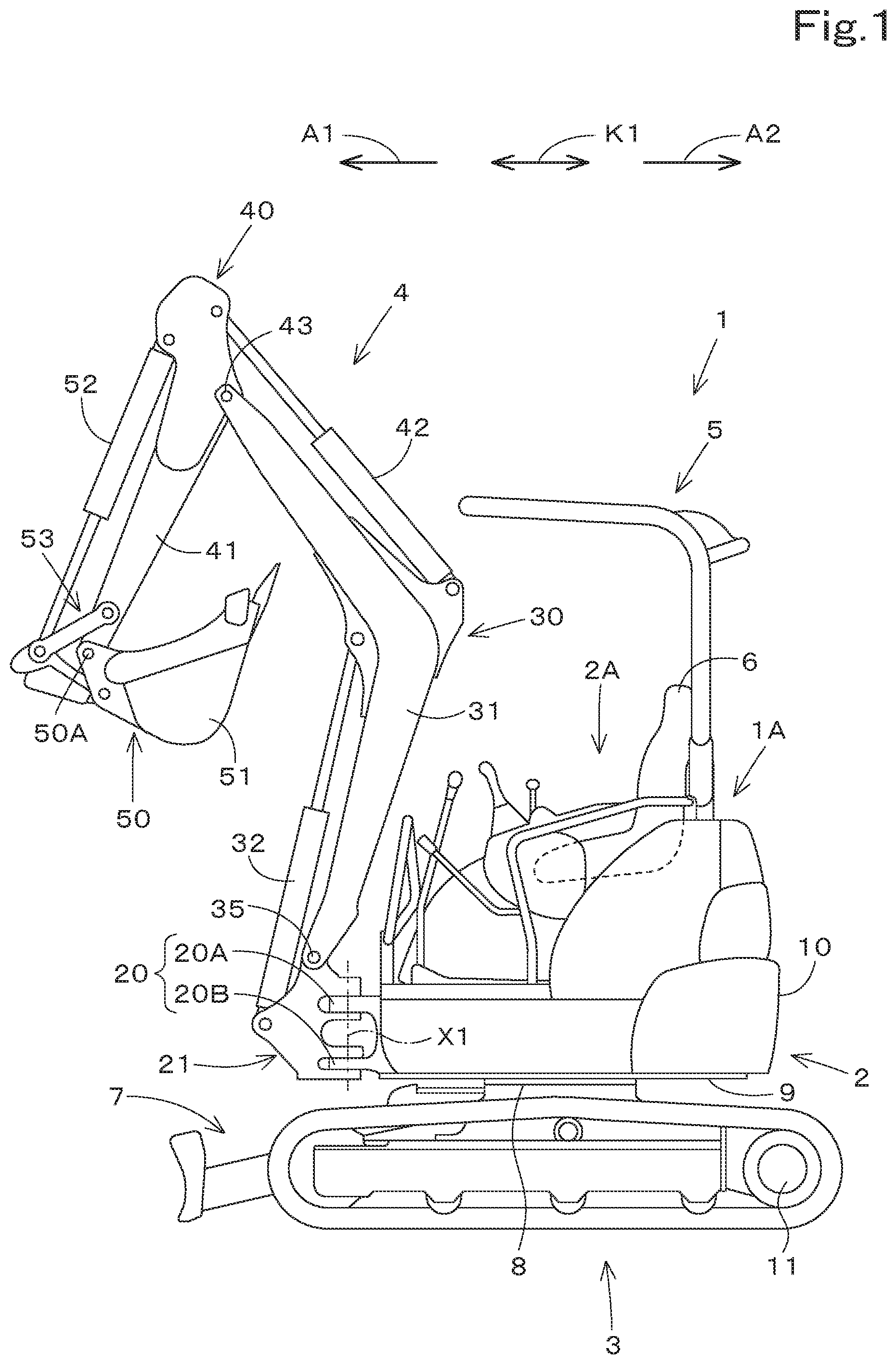 Patent US12103168 Figure 1 – Routing-member guide structure and working machine