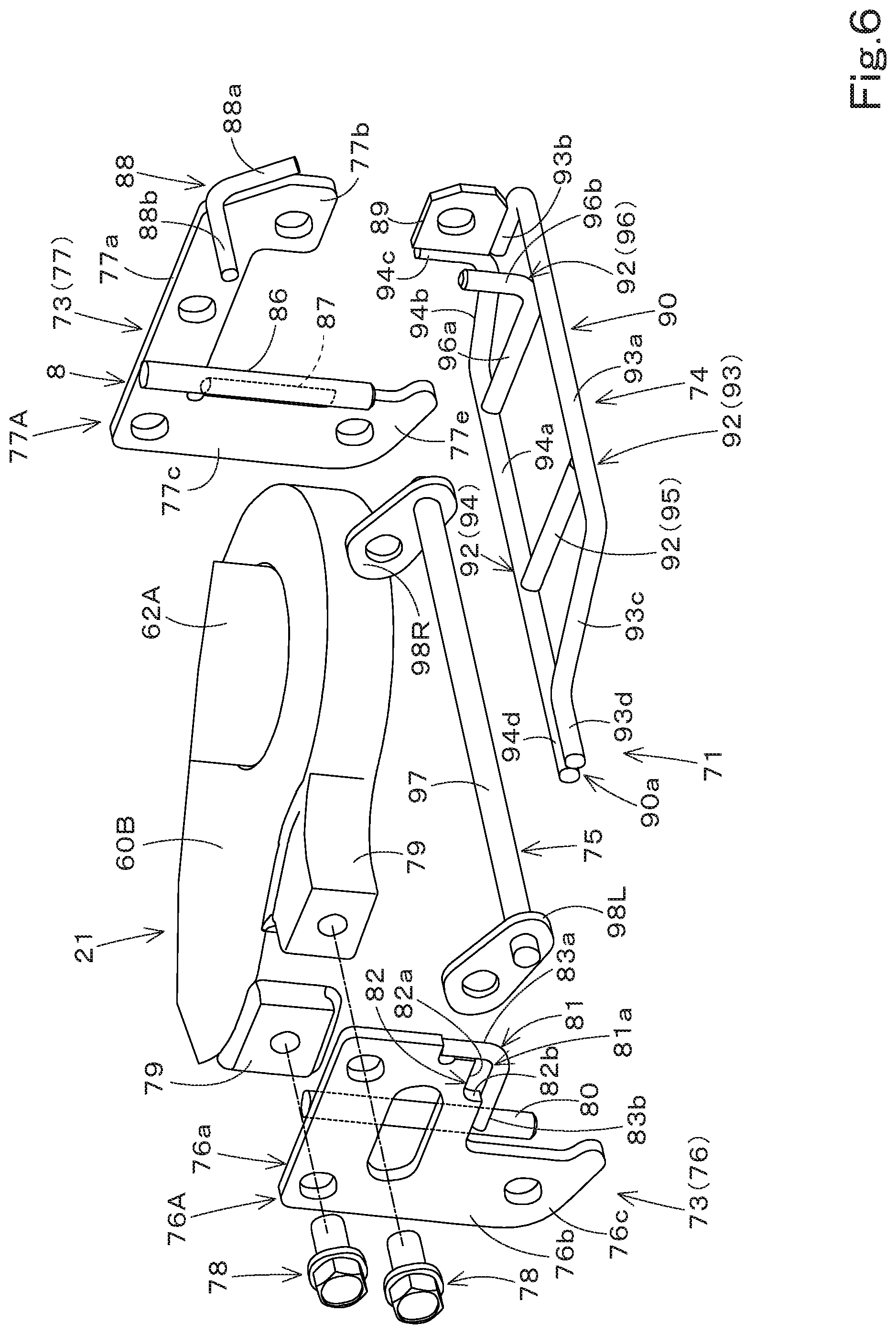 Patent US12103168 Figure 6 – Routing-member guide structure and working machine