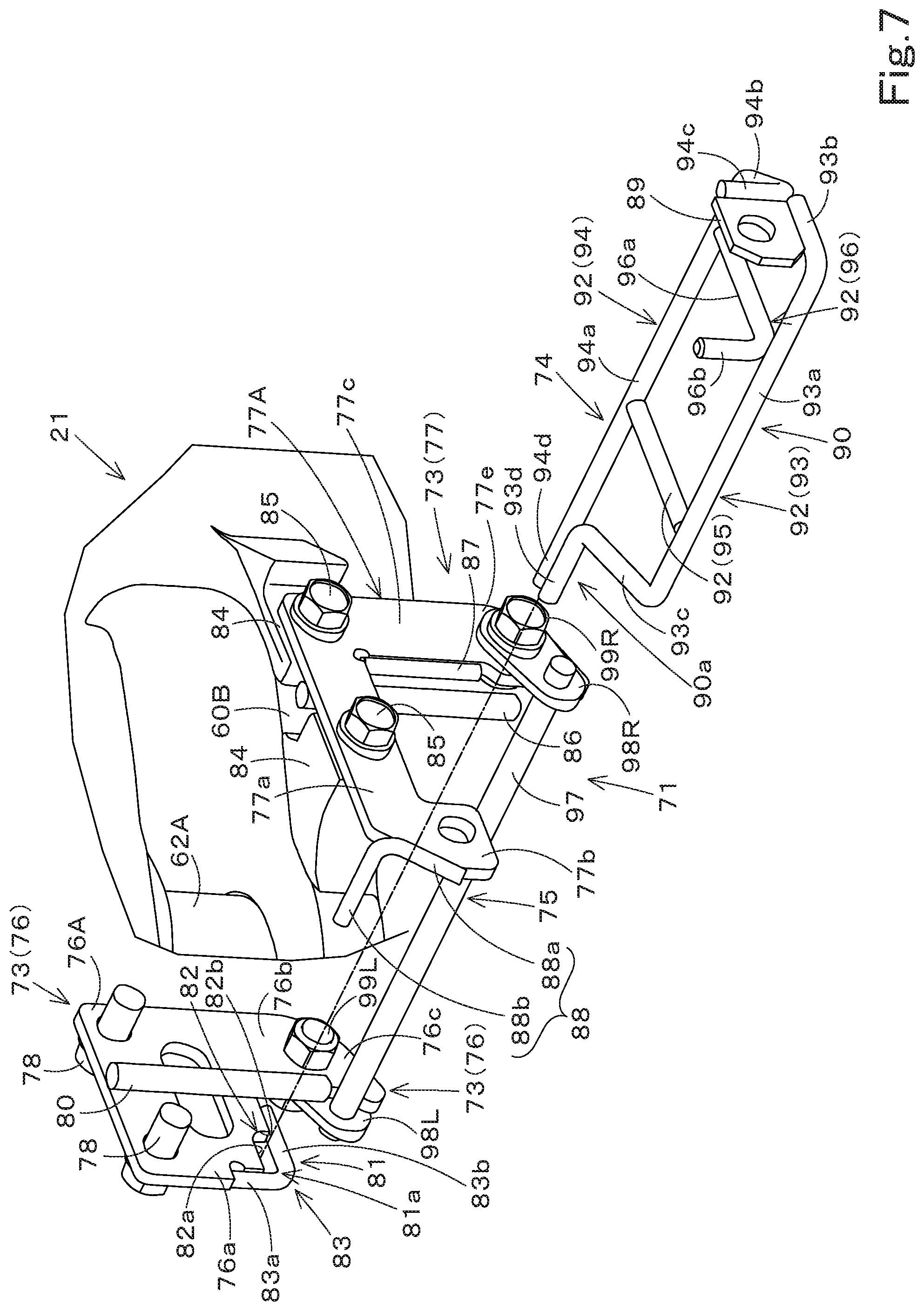 Patent US12103168 Figure 7 – Routing-member guide structure and working machine