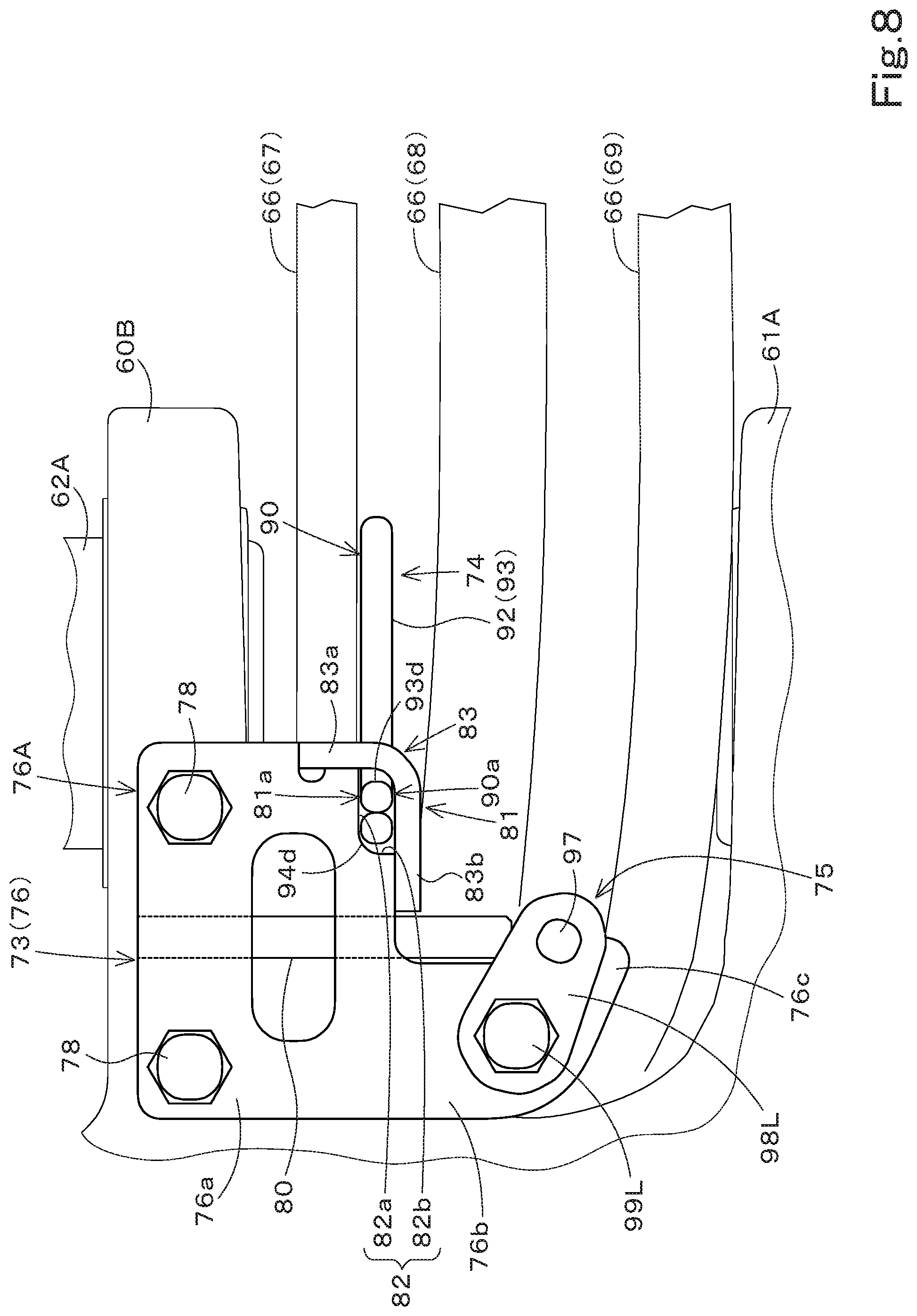 Patent US12103168 Figure 8 – Routing-member guide structure and working machine