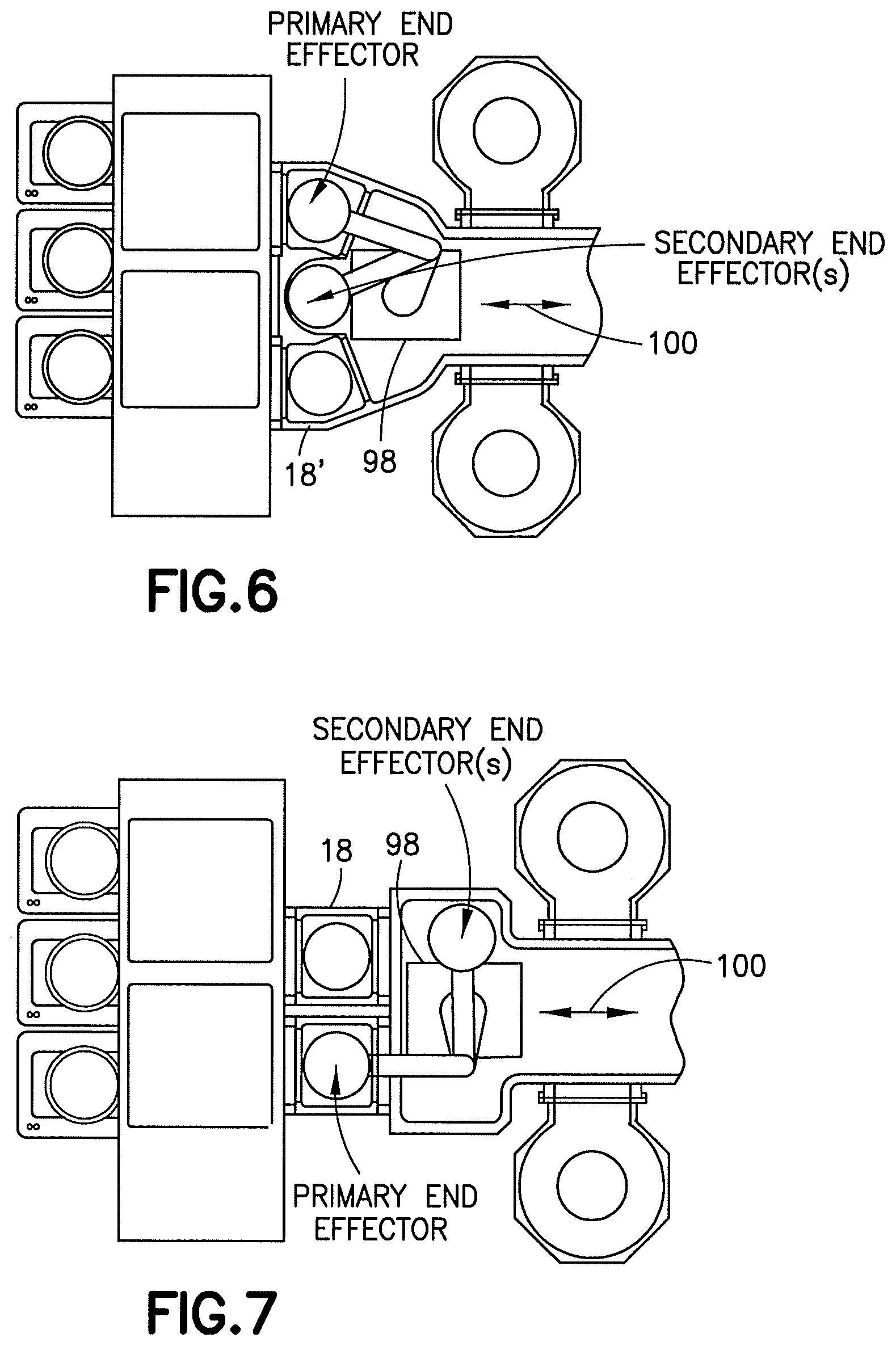 Patent US12103176 Figure 6 – Linear robot with two-link arm
