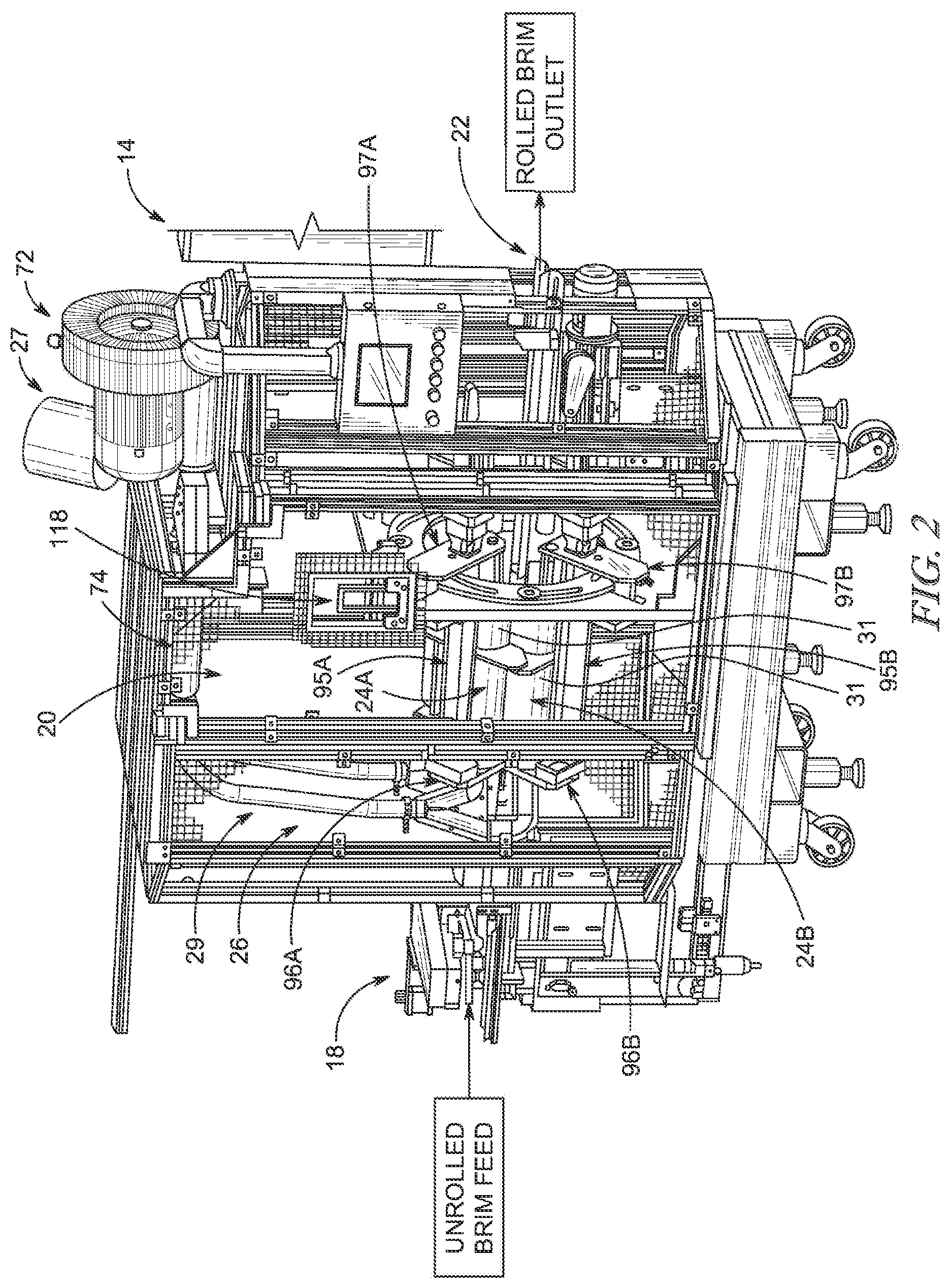 Patent US12103221 Figure 2 – Brim-forming machine and method of use