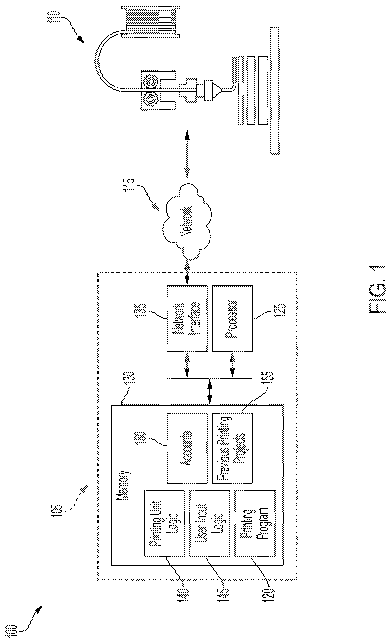 Patent US12103222 Figure 1 – Methods and systems for drawn fused filament fabrication printing