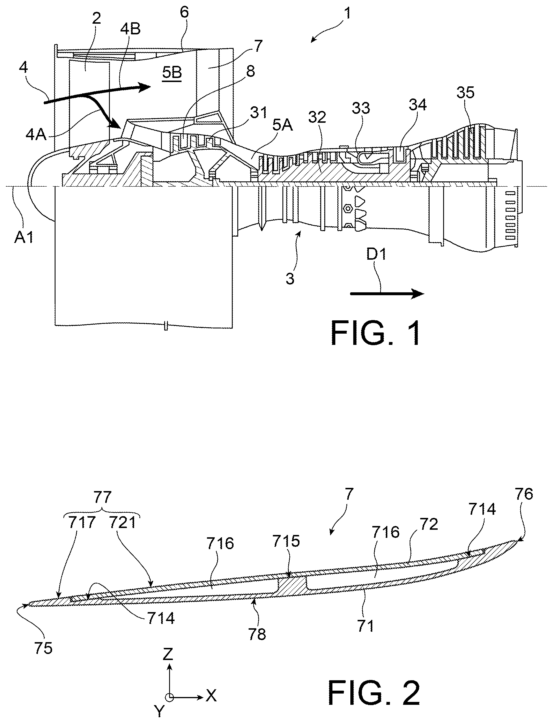 Patent US12103245 — Assembly of an outlet guide vane for an aircraft turbine engine using a reduced-size vacuum sheet — Figure 1