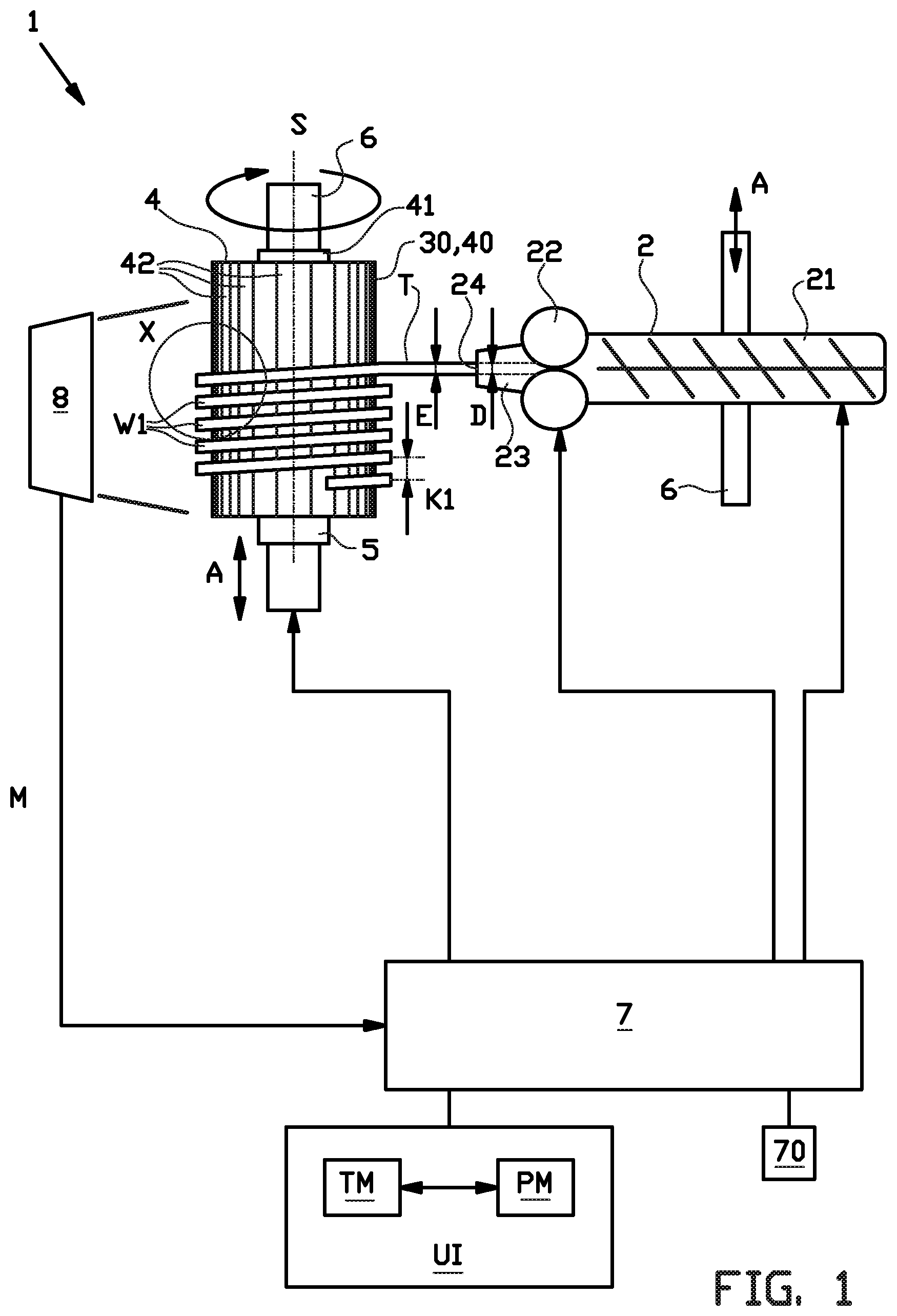 Patent US12103258 Figure 1 – Tire building method and tire building system, in particular for strip-winding