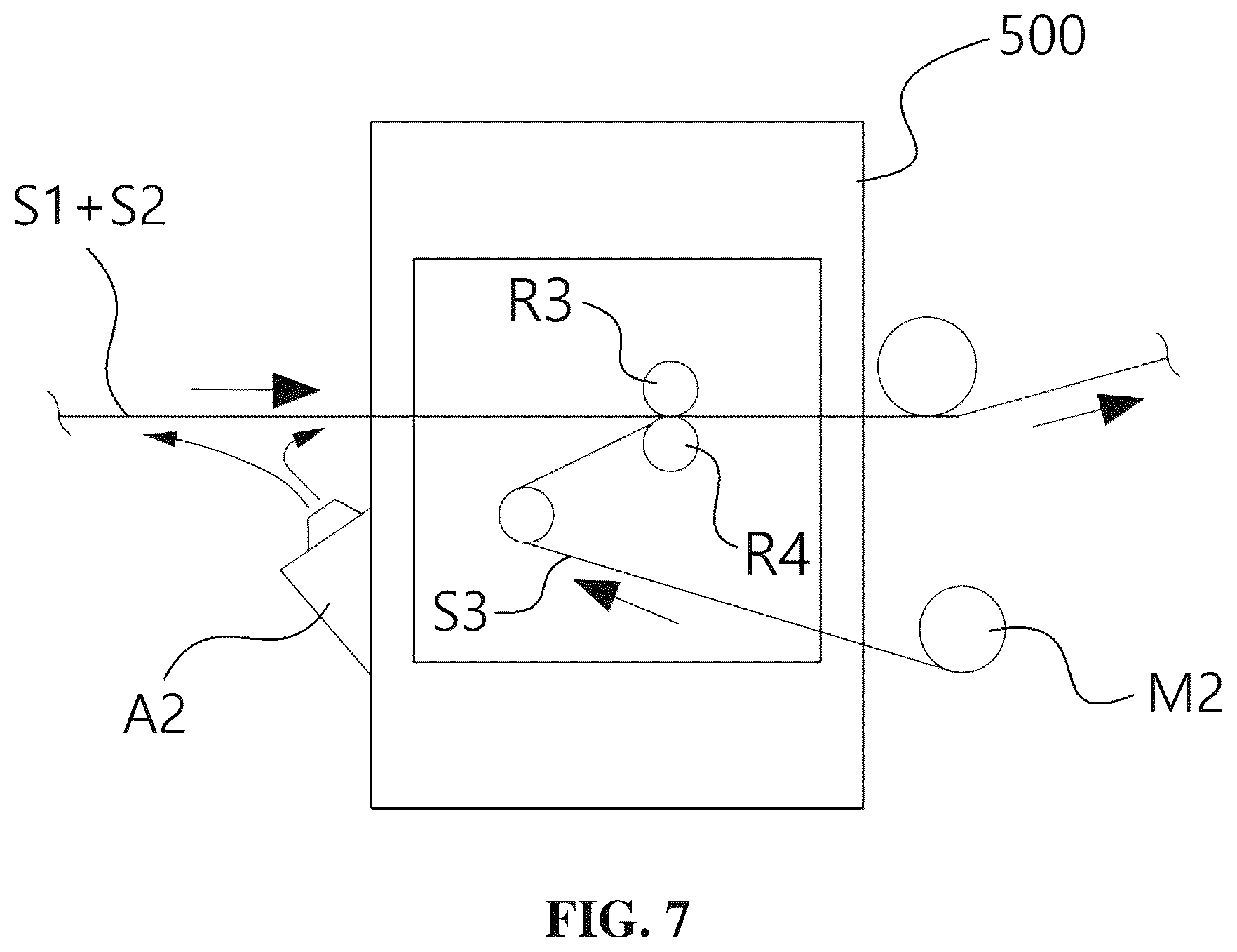Patent US12103259 Figure 7 – Laminating system, insert injection system including laminating process, laminating method, and insert injection method including laminating process