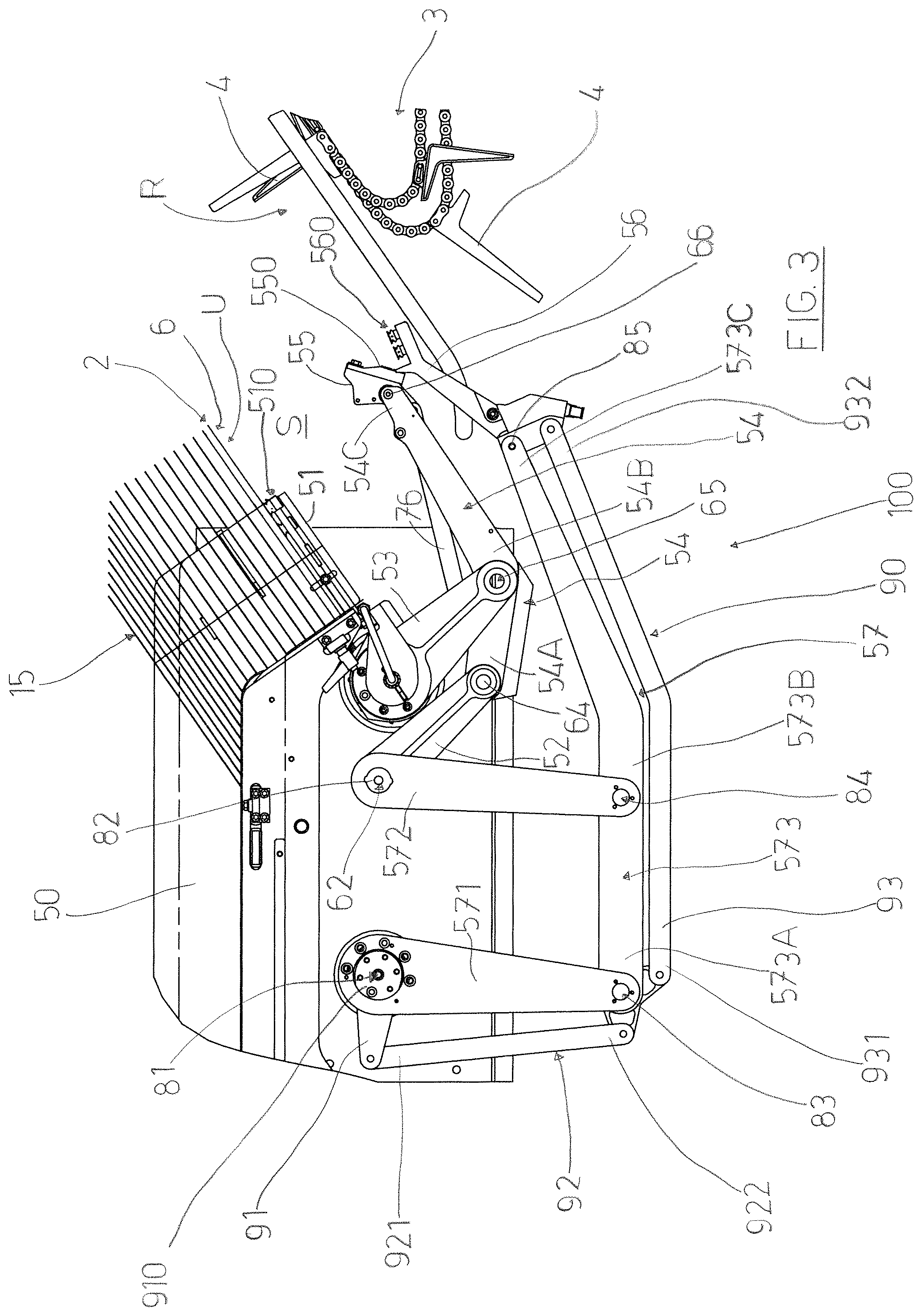 Patent US12103261 Figure 5 – Apparatus for collecting a tubular box in a flattened configuration from a store, for opening out the tubular box and for transferring the box to a receiving station
