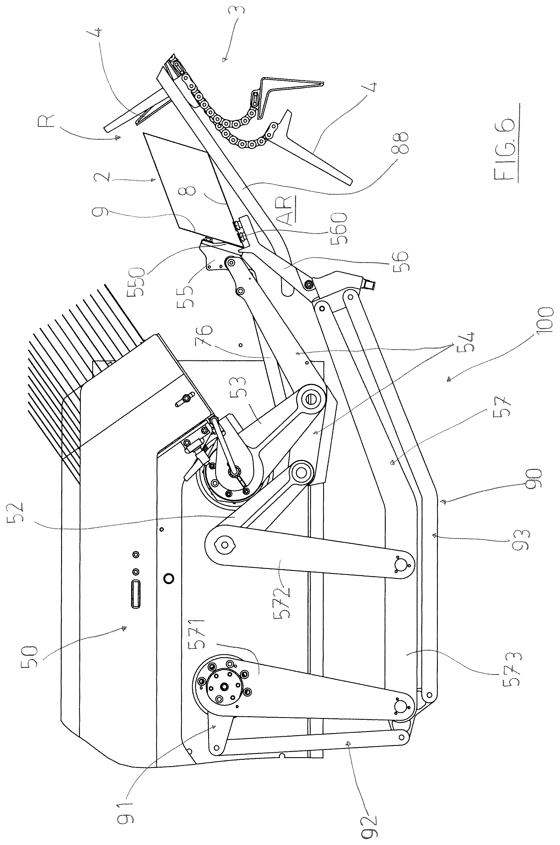 Patent US12103261 Figure 8 – Apparatus for collecting a tubular box in a flattened configuration from a store, for opening out the tubular box and for transferring the box to a receiving station