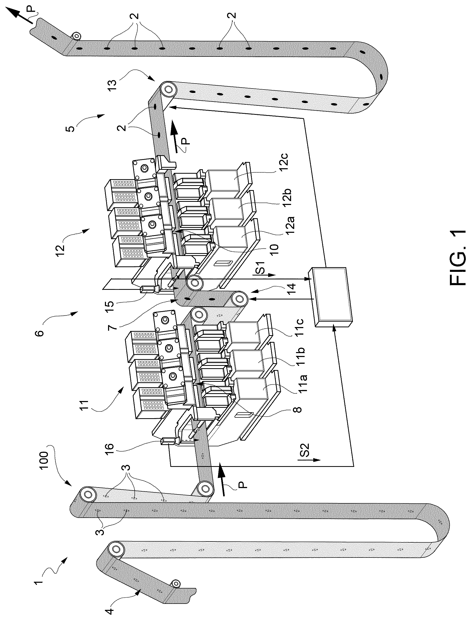 Patent US12103262 Figure 1 – Unit and method for applying opening devices to a web of packaging material