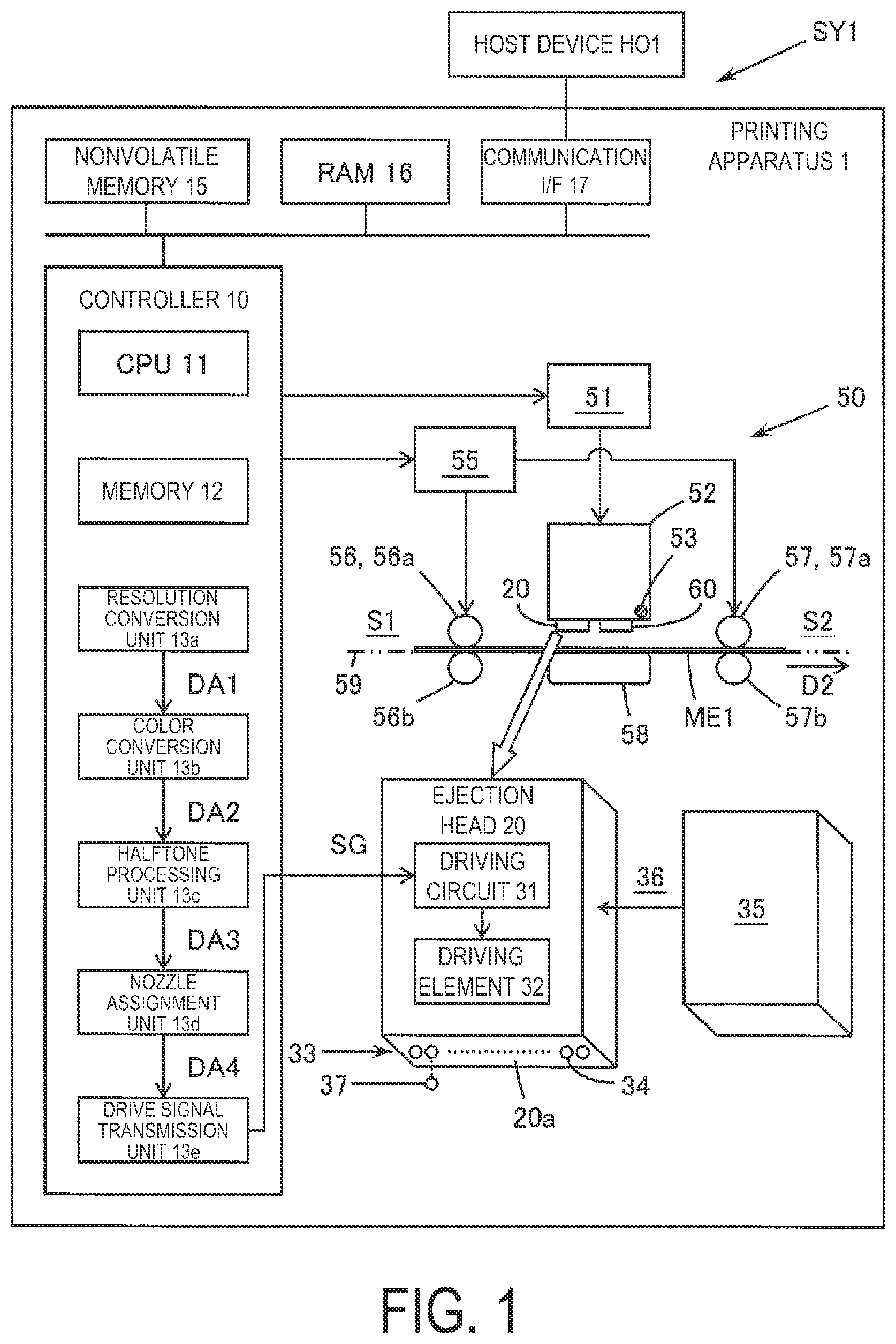 Patent US12103299 Figure 1 – Printing apparatus and printing method