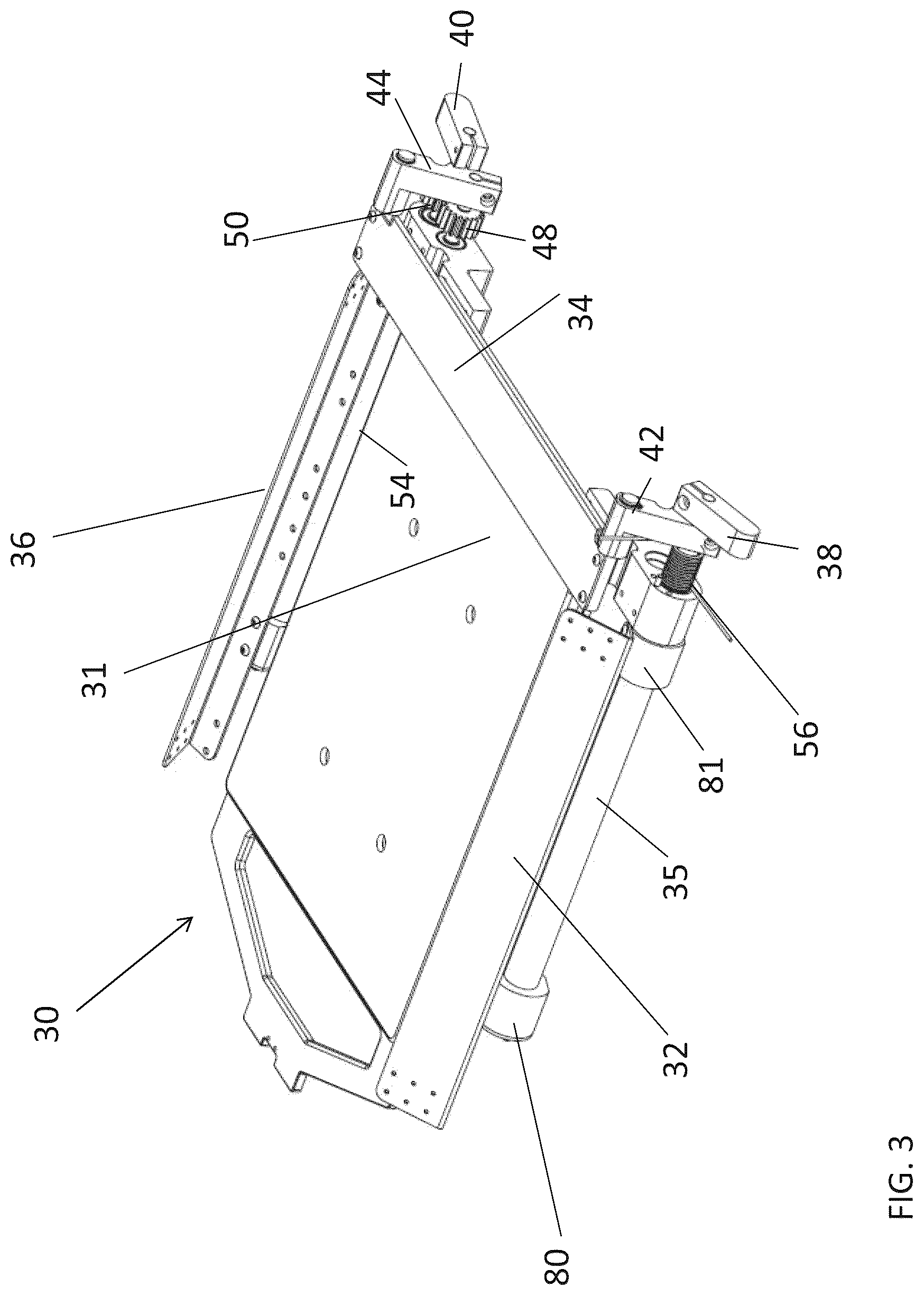 Patent US12103301 Figure 3 – Automatic hold-down pallet for textile printing