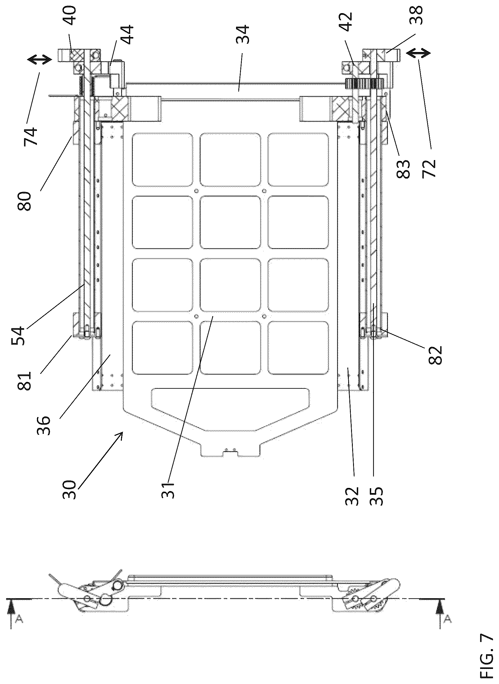 Patent US12103301 Figure 7 – Automatic hold-down pallet for textile printing