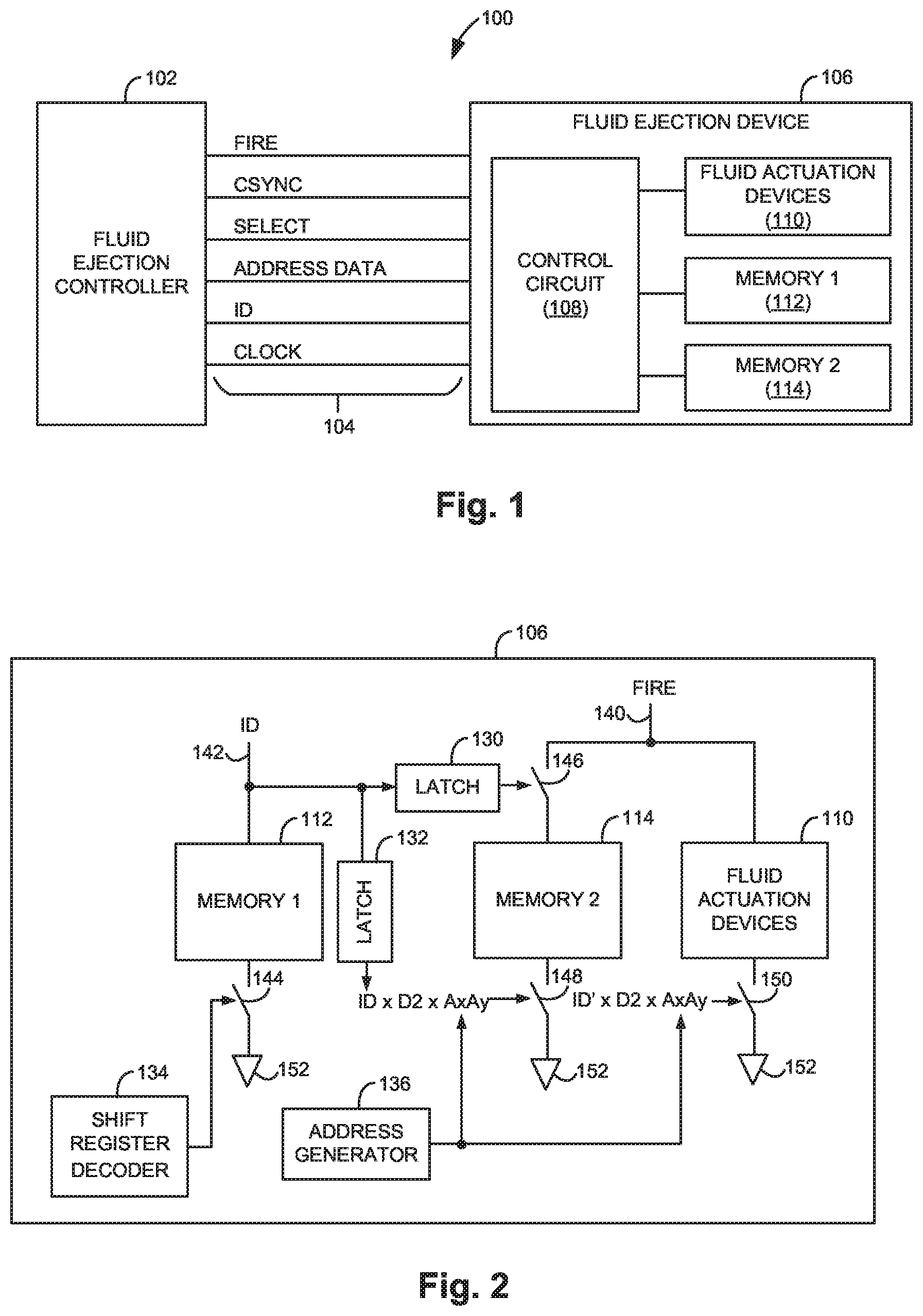 Patent US12103303 Figure 1 – Fluid ejection devices including a memory