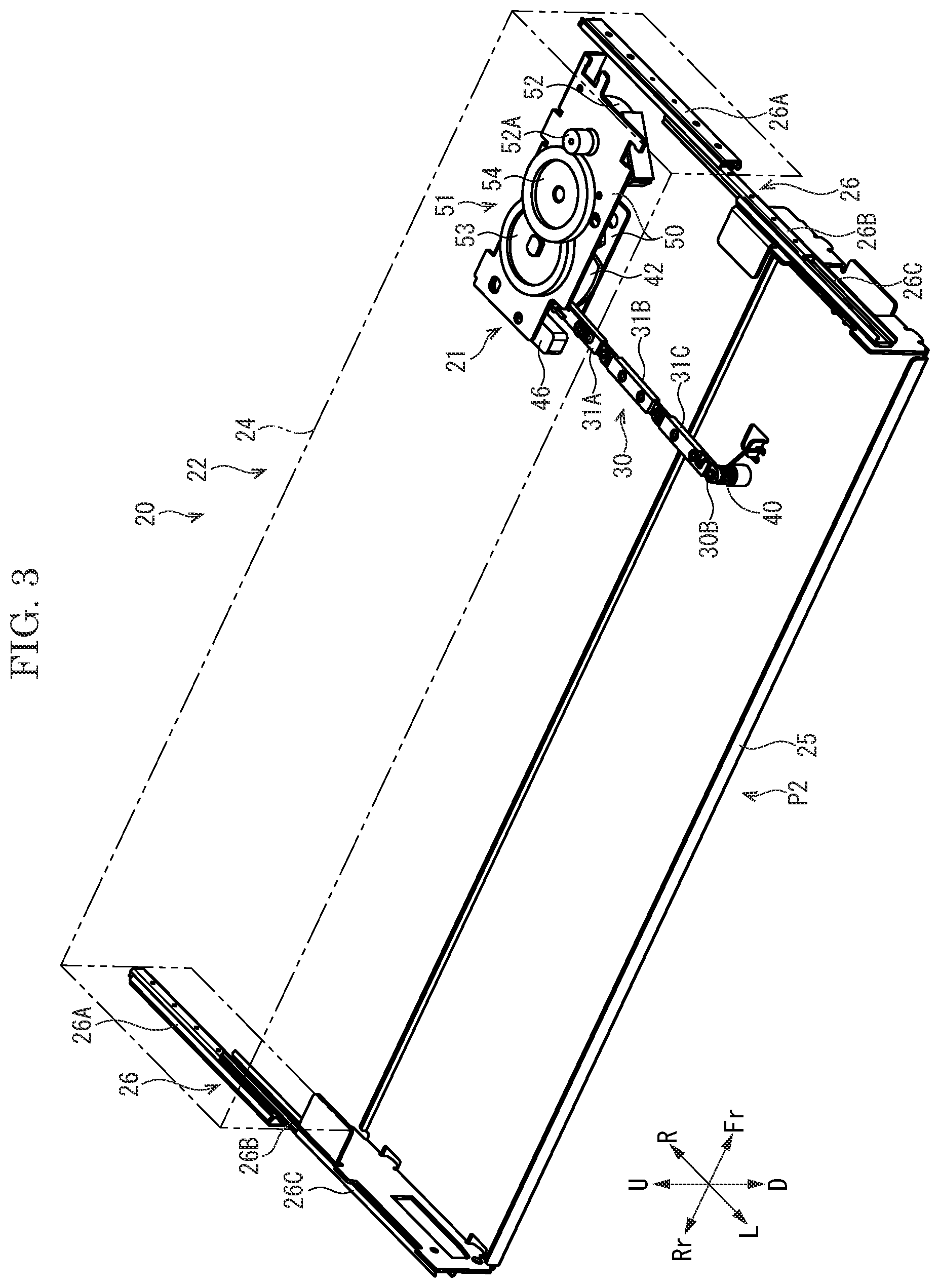 Patent US12103307 Figure 3 – Linear motion extensible device, maintenance device and image forming apparatus